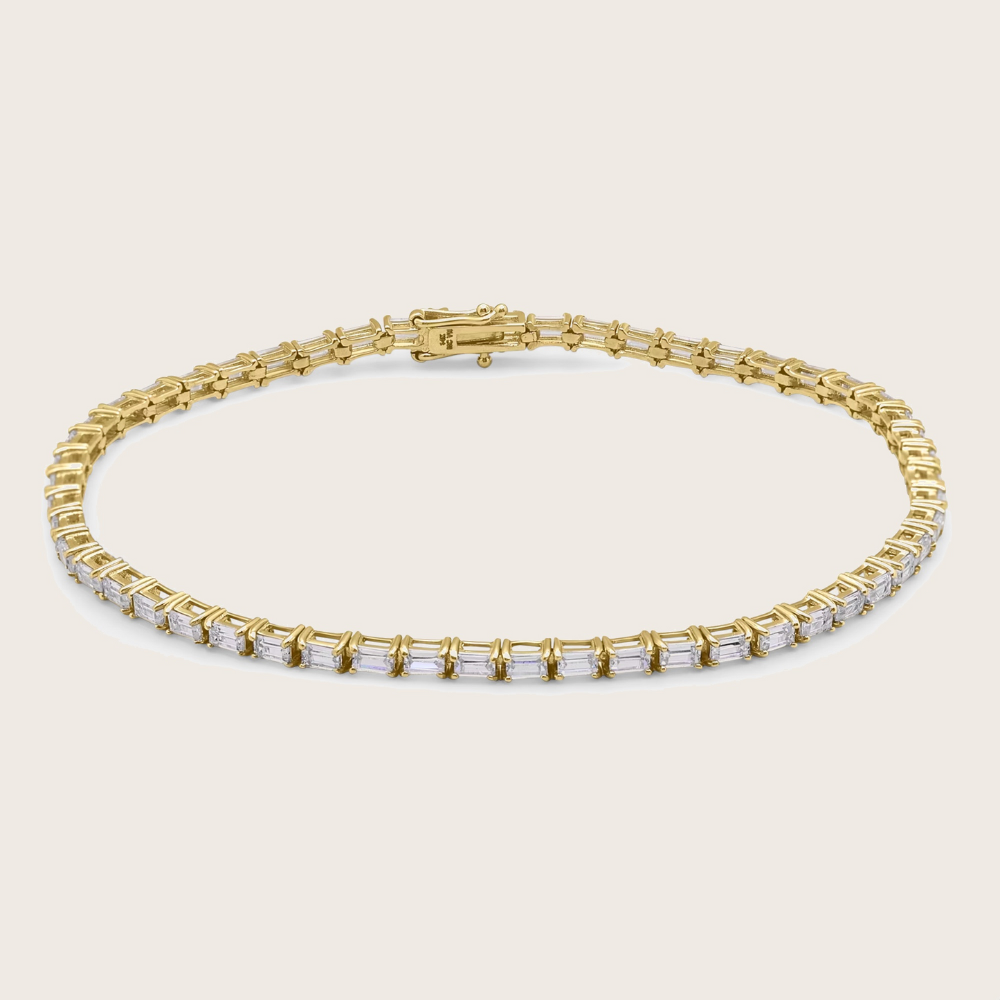 14k Solid Gold Diamond Baguette Tennis Bracelet