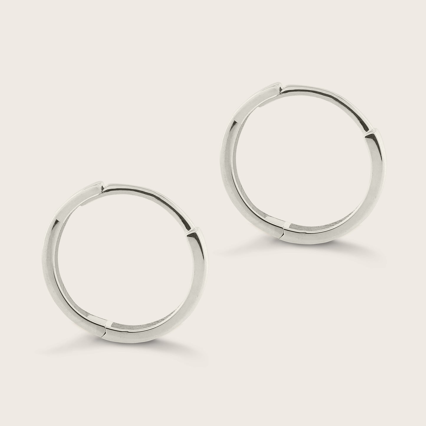 14k Gold 10mm Flat Huggie Hoop Earrings