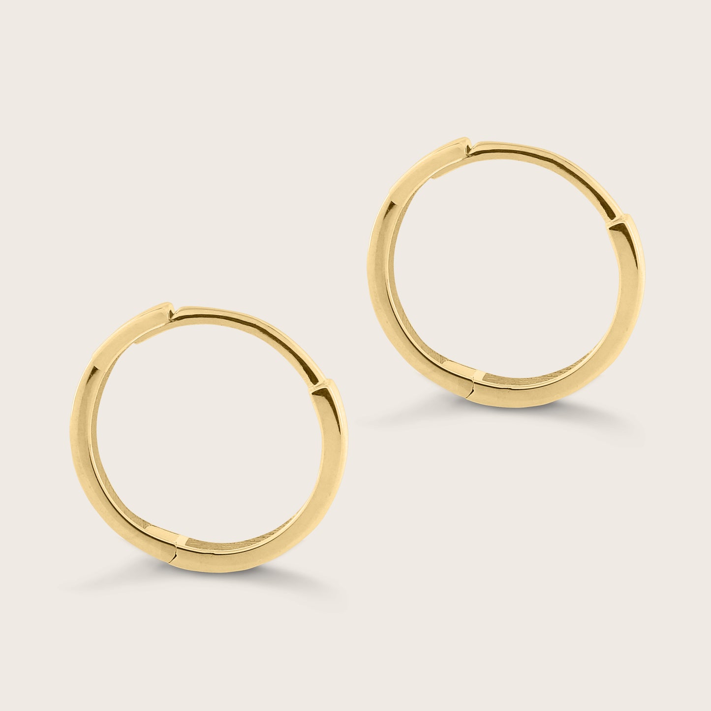 14k Gold 10mm Flat Huggie Hoop Earrings