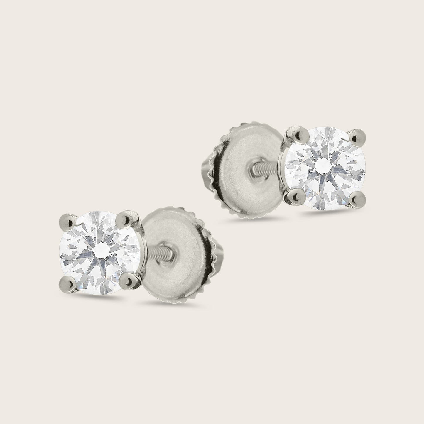 18k Gold Lab Grown Diamond Solitaire Stud Earrings