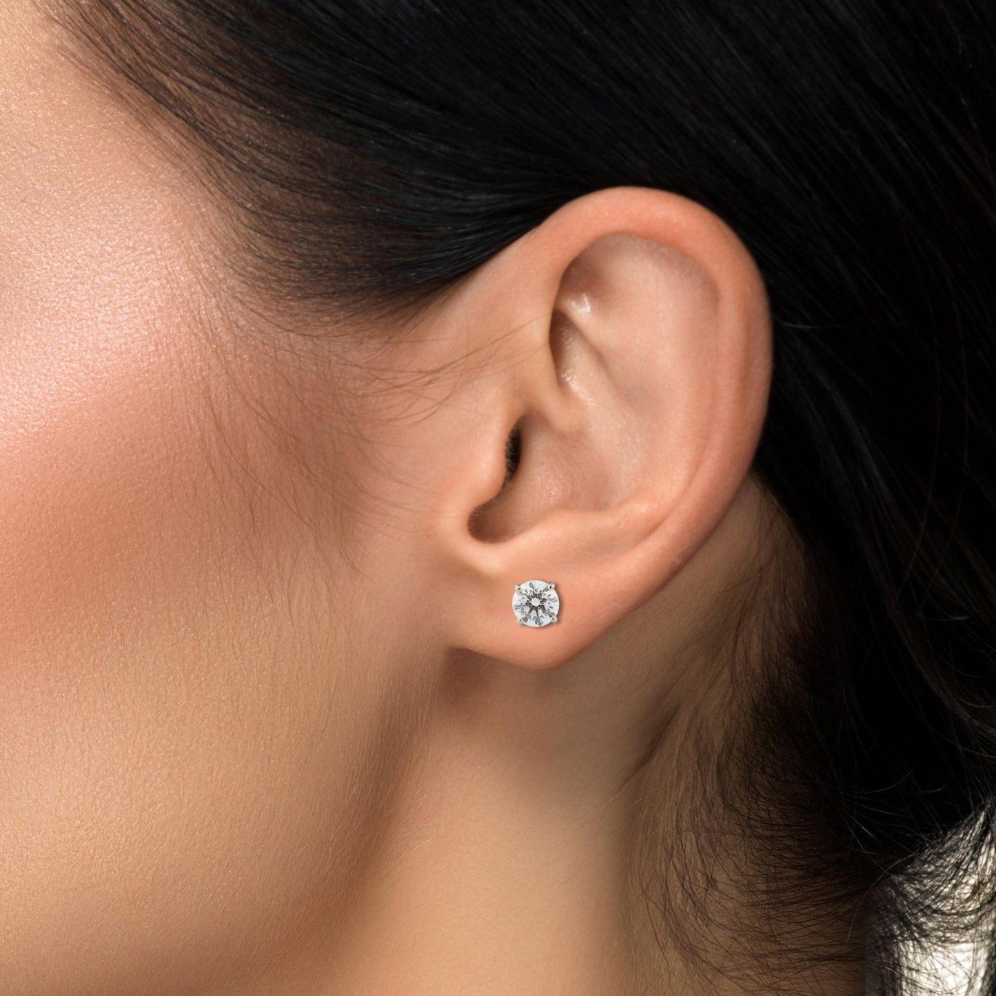 18k Gold Lab Grown Diamond Solitaire Stud Earrings