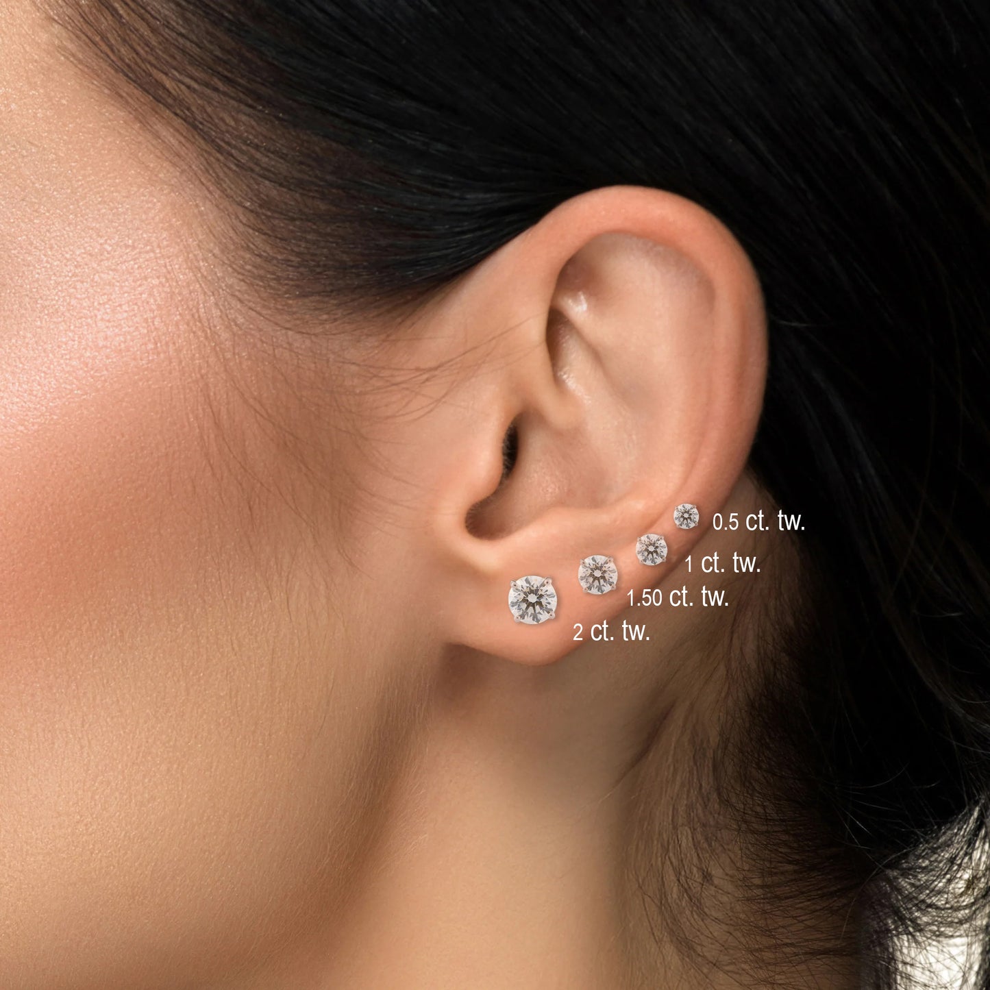 18k Gold Lab Grown Diamond Solitaire Stud Earrings
