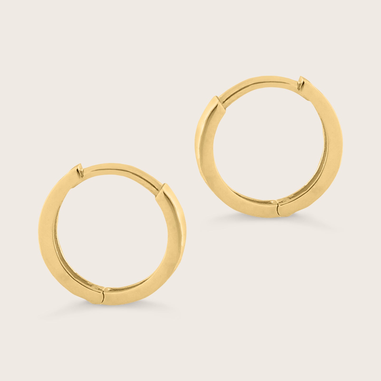 14k Yellow Gold Faceted Huggie Hoop Earrings