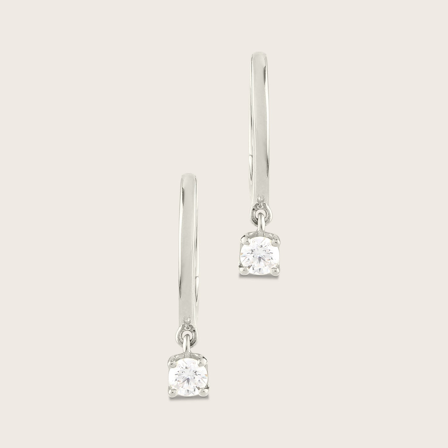 14k Gold Lab Grown Diamond Drop Huggie Hoop Earrings