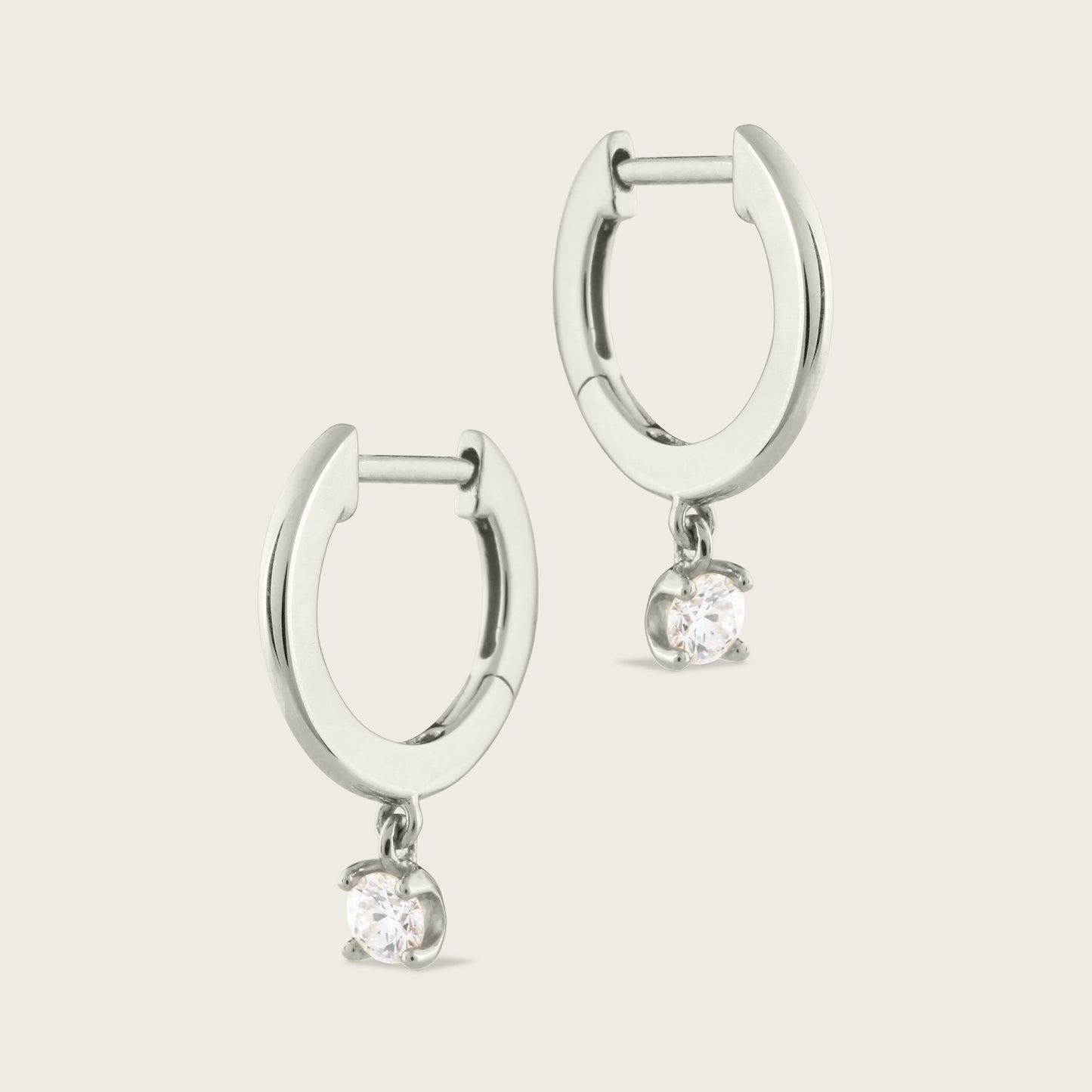 14k Gold Lab Grown Diamond Drop Huggie Hoop Earrings