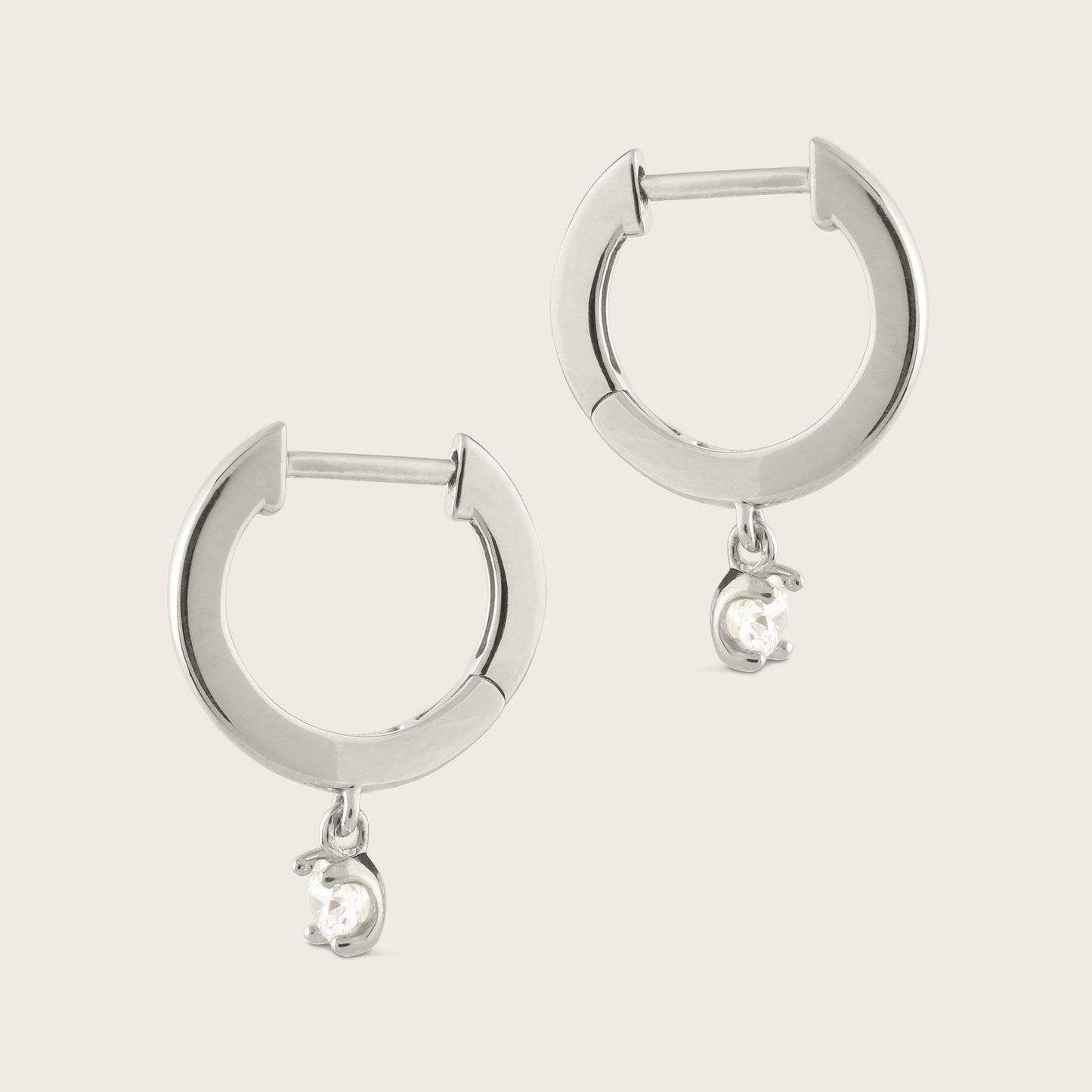 14k Gold Lab Grown Diamond Drop Huggie Hoop Earrings