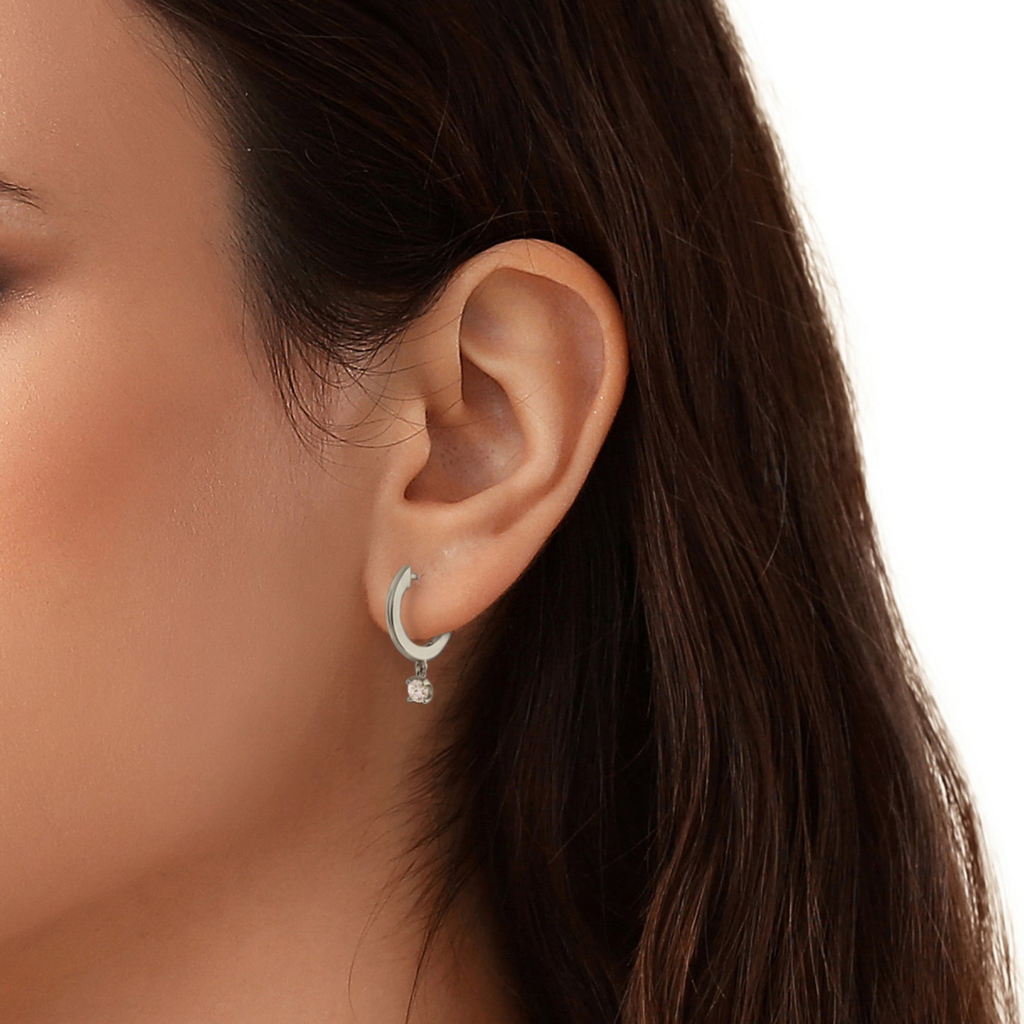 14k Gold Lab Grown Diamond Drop Huggie Hoop Earrings