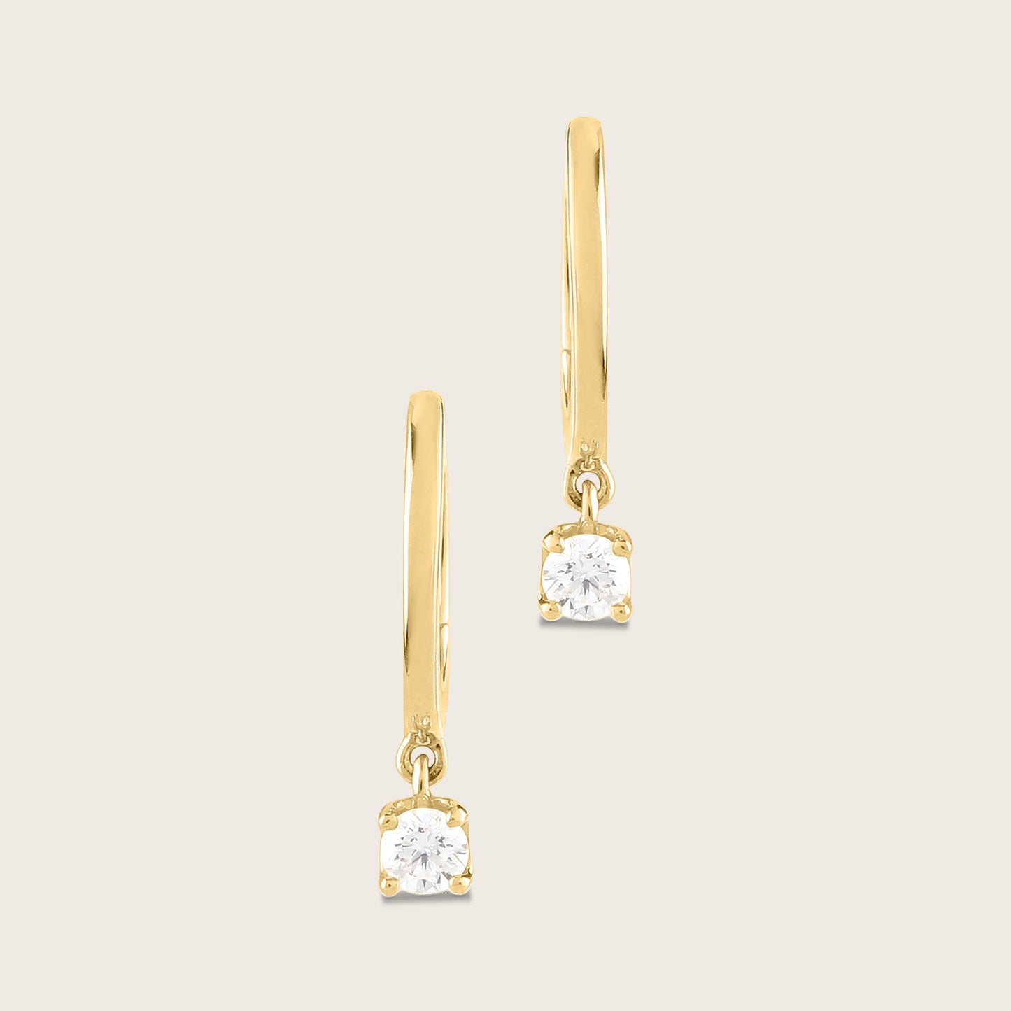 14k Gold Lab Grown Diamond Drop Huggie Hoop Earrings