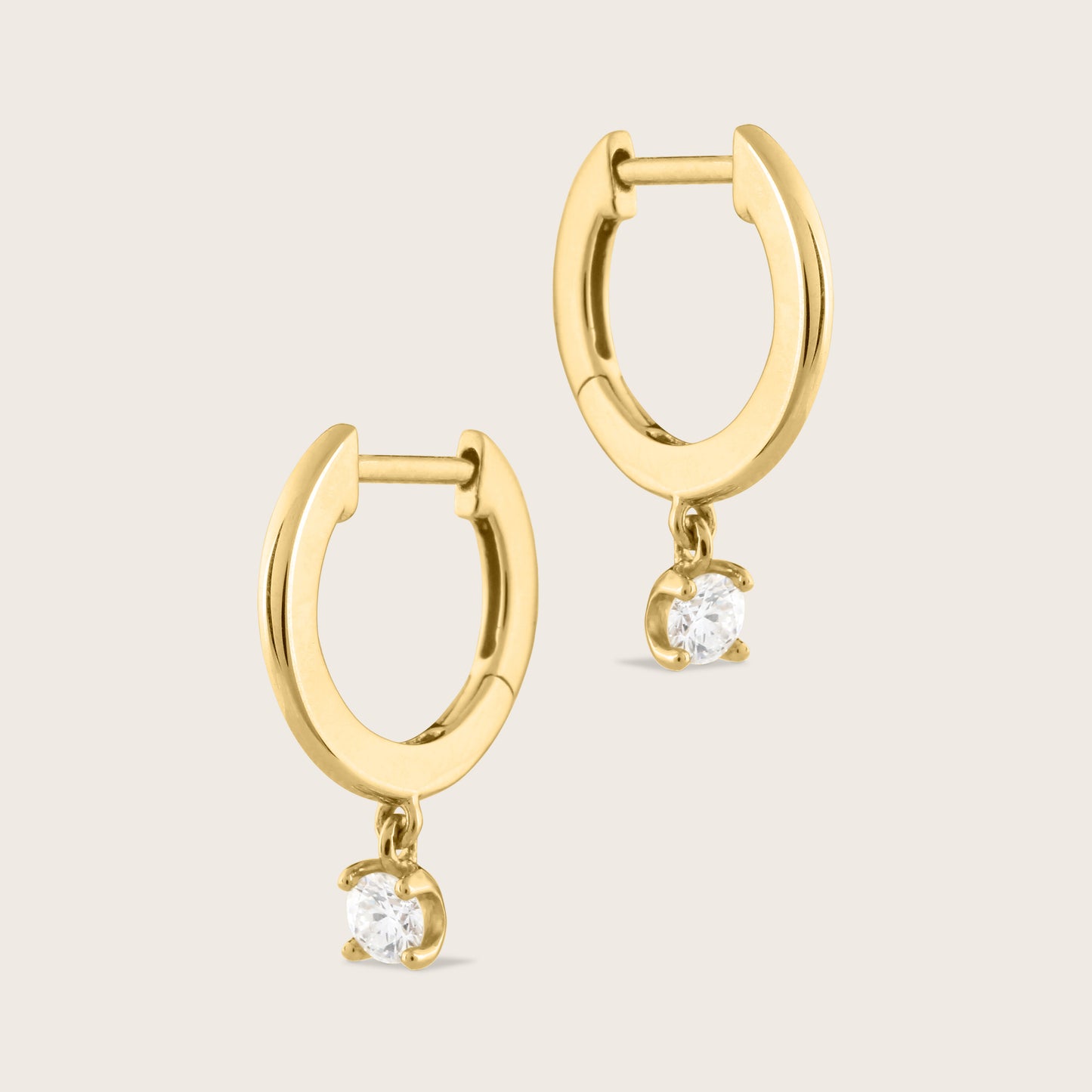 14k Gold Lab Grown Diamond Drop Huggie Hoop Earrings