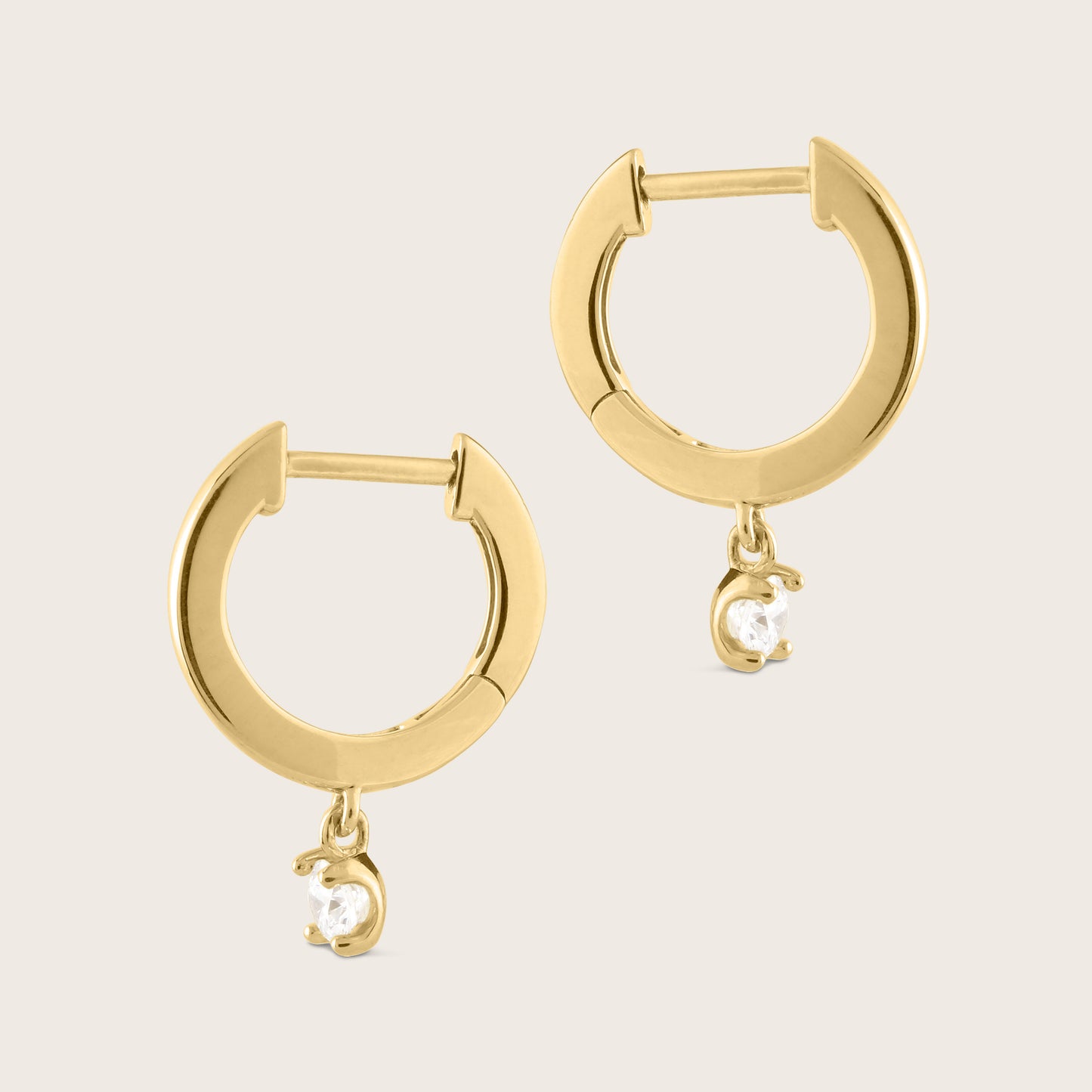 14k Gold Lab Grown Diamond Drop Huggie Hoop Earrings