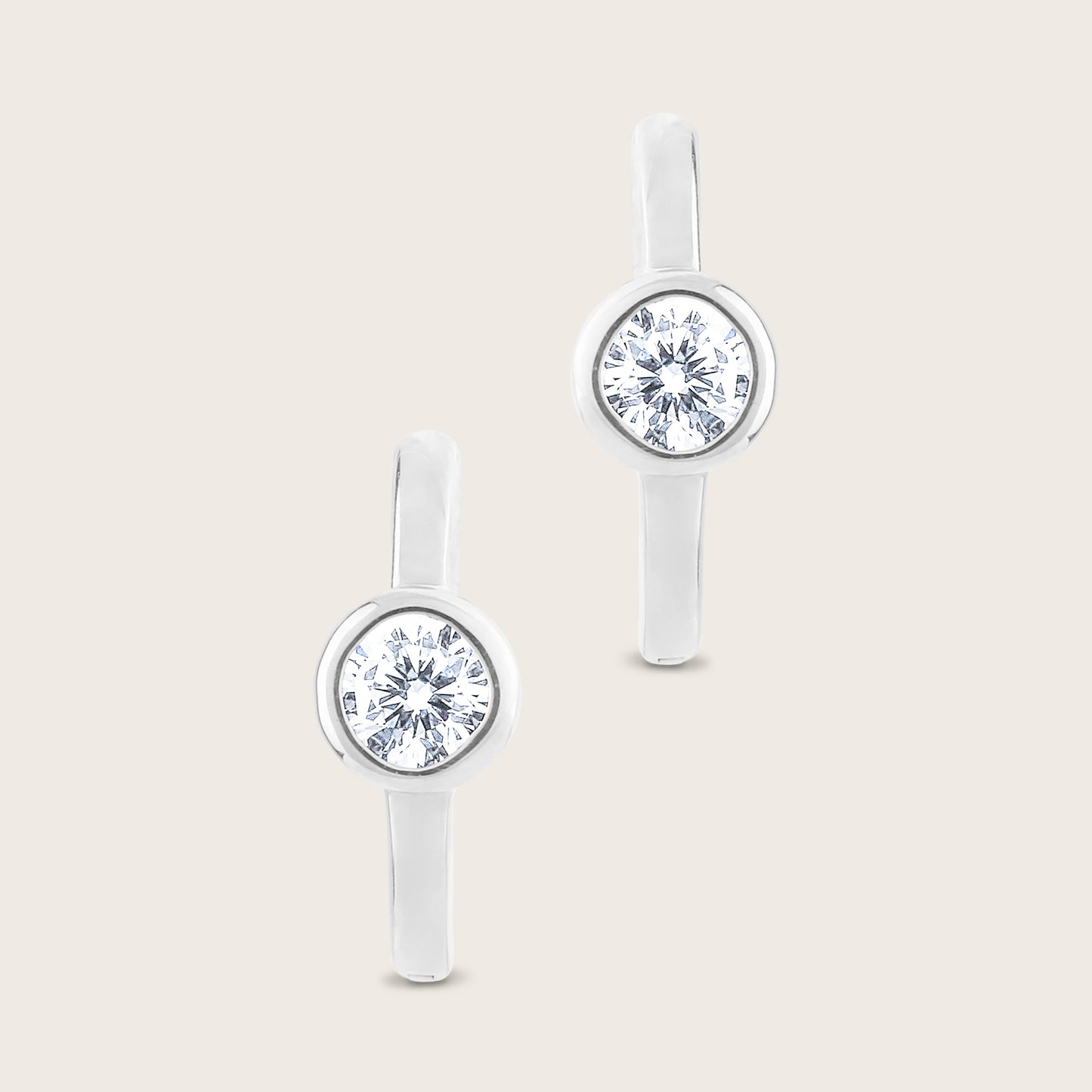 14k Gold Bezel Lab Grown Diamond Hoop Earrings