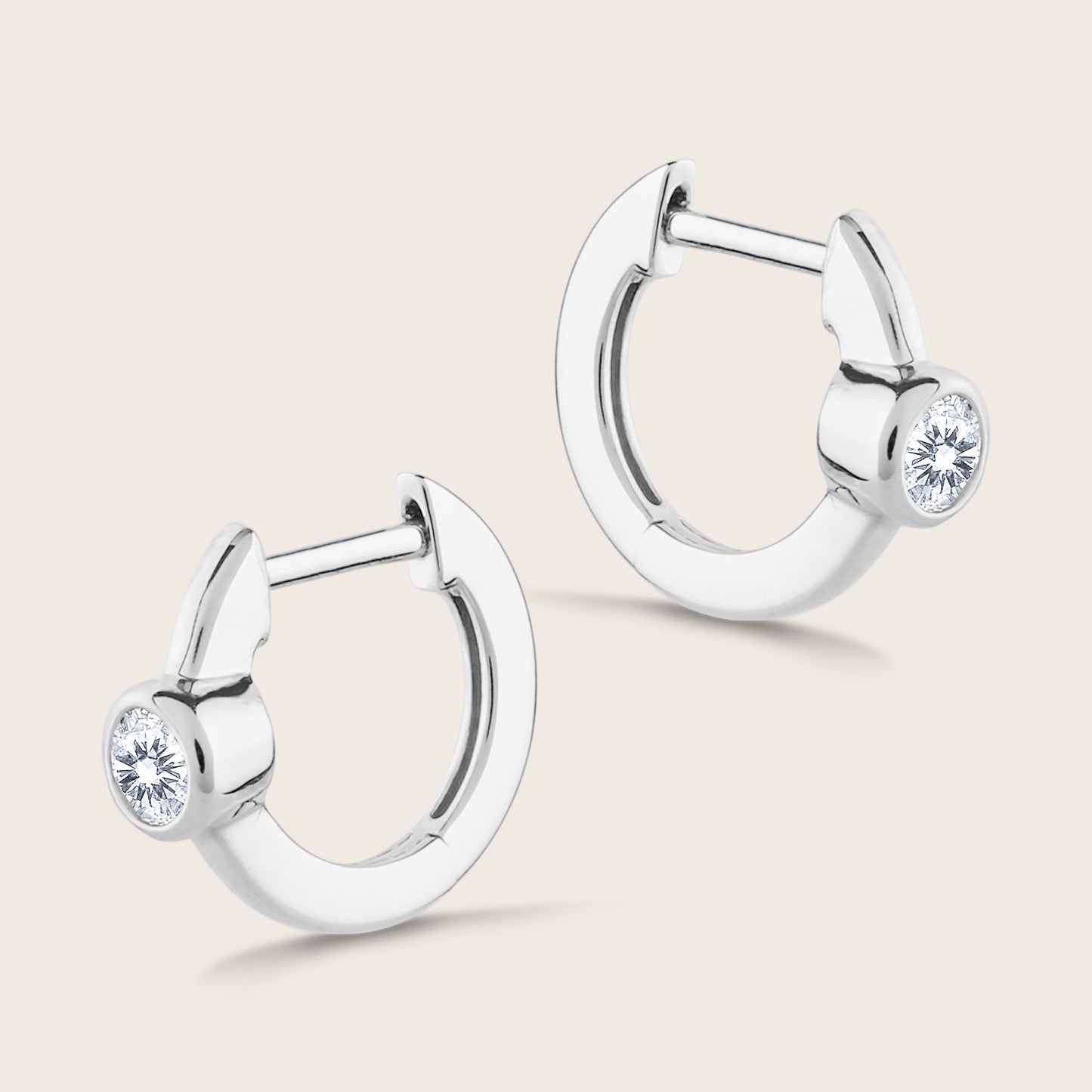 14k Gold Bezel Lab Grown Diamond Hoop Earrings