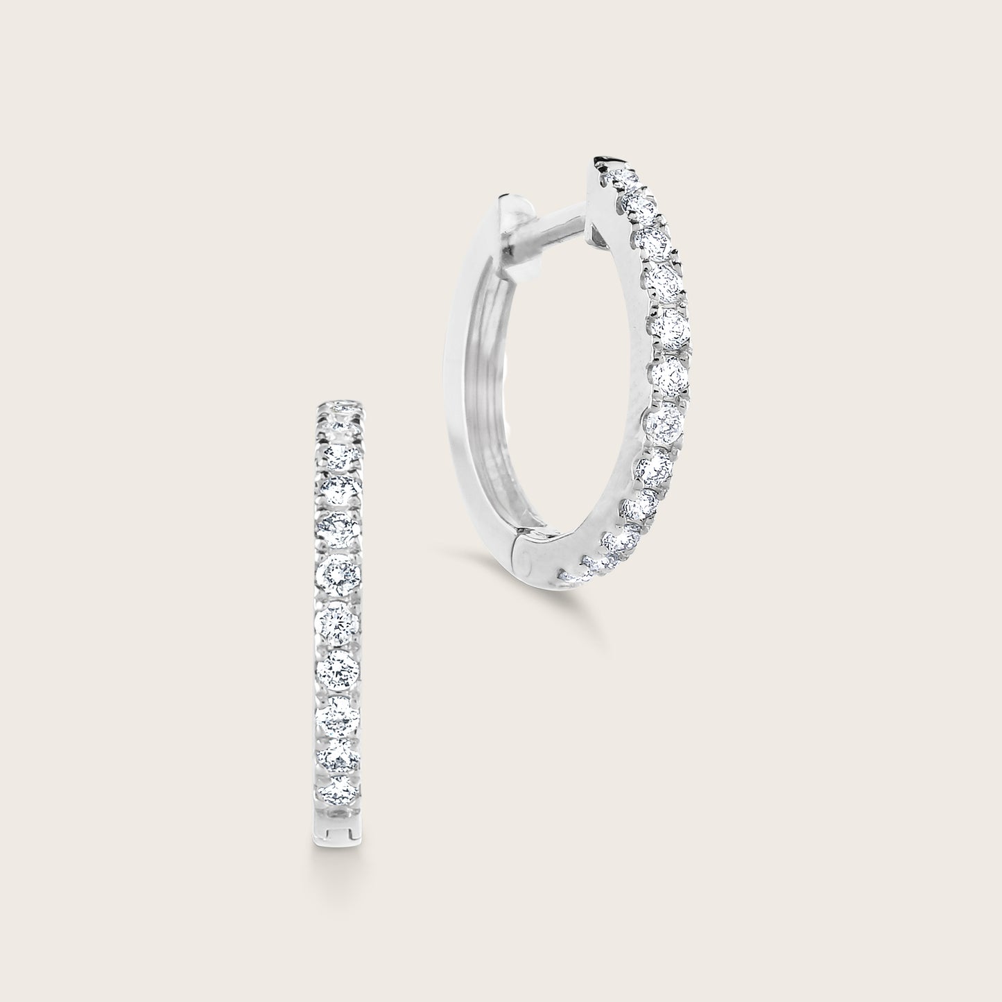 14k Gold Lab Grown Diamond Half Pavé Hoop Earrings