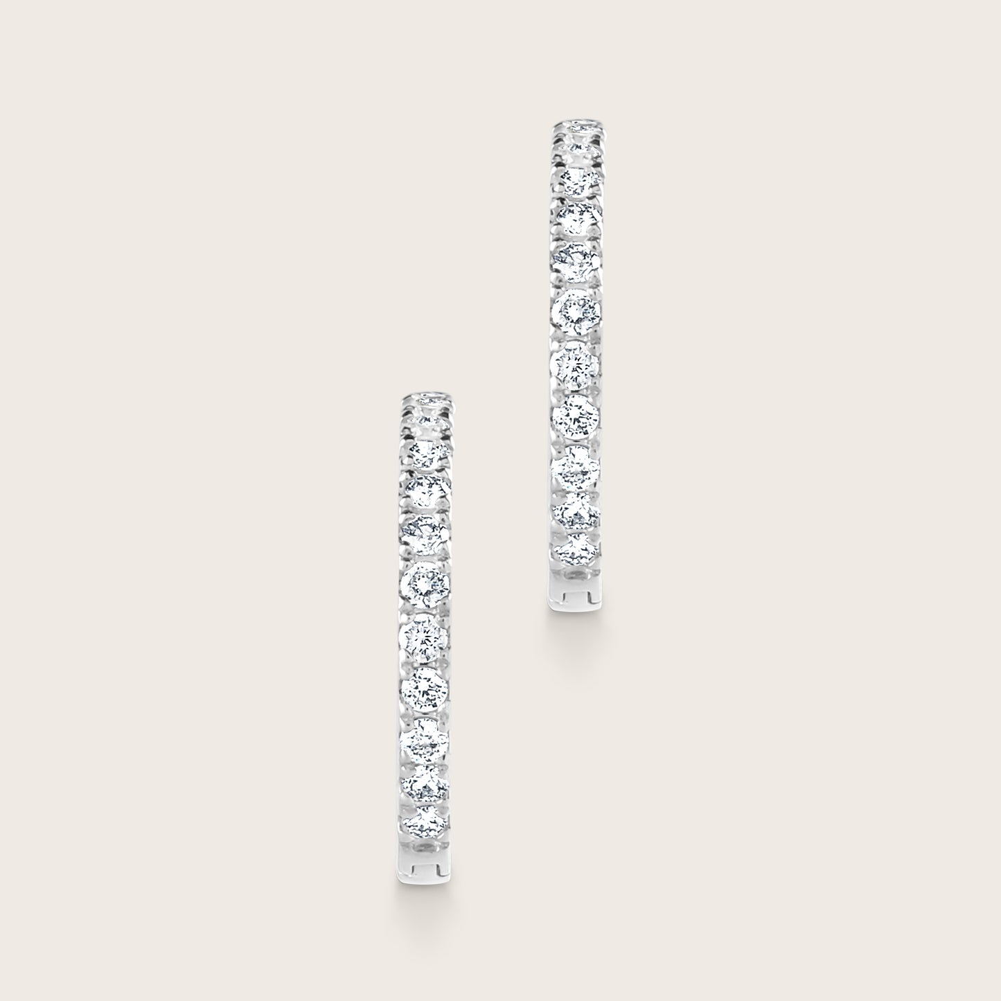 14k Gold Lab Grown Diamond Half Pavé Hoop Earrings