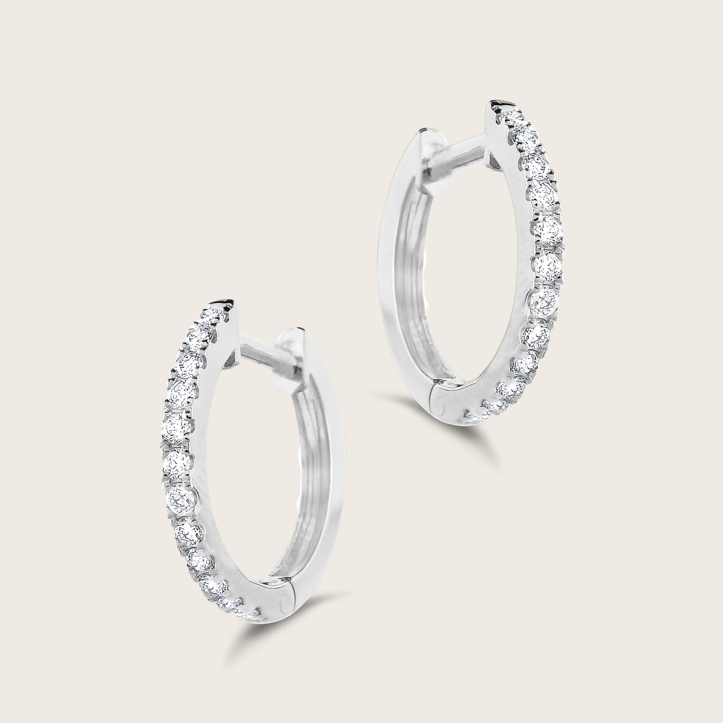 14k Gold Lab Grown Diamond Half Pavé Hoop Earrings