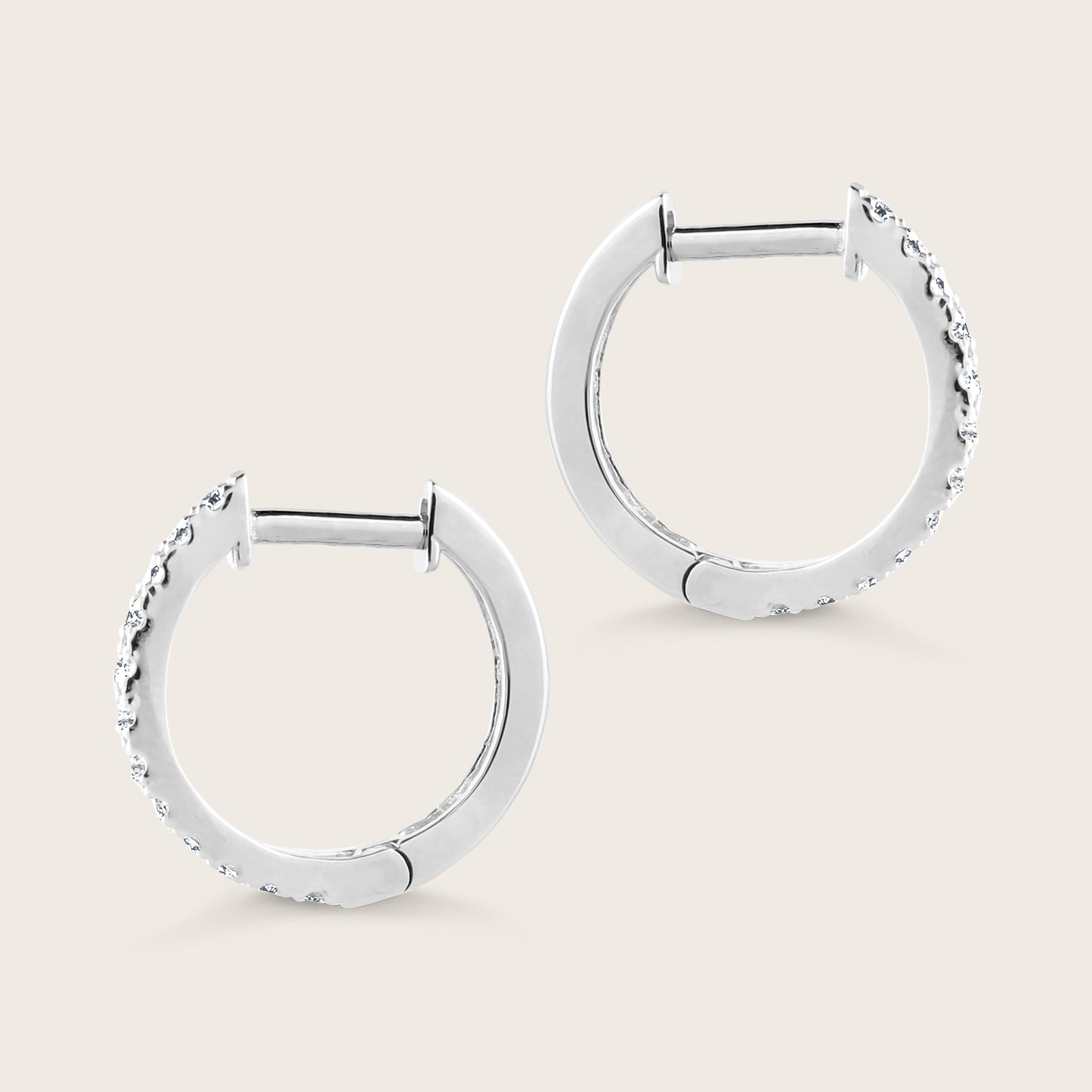 14k Gold Lab Grown Diamond Half Pavé Hoop Earrings