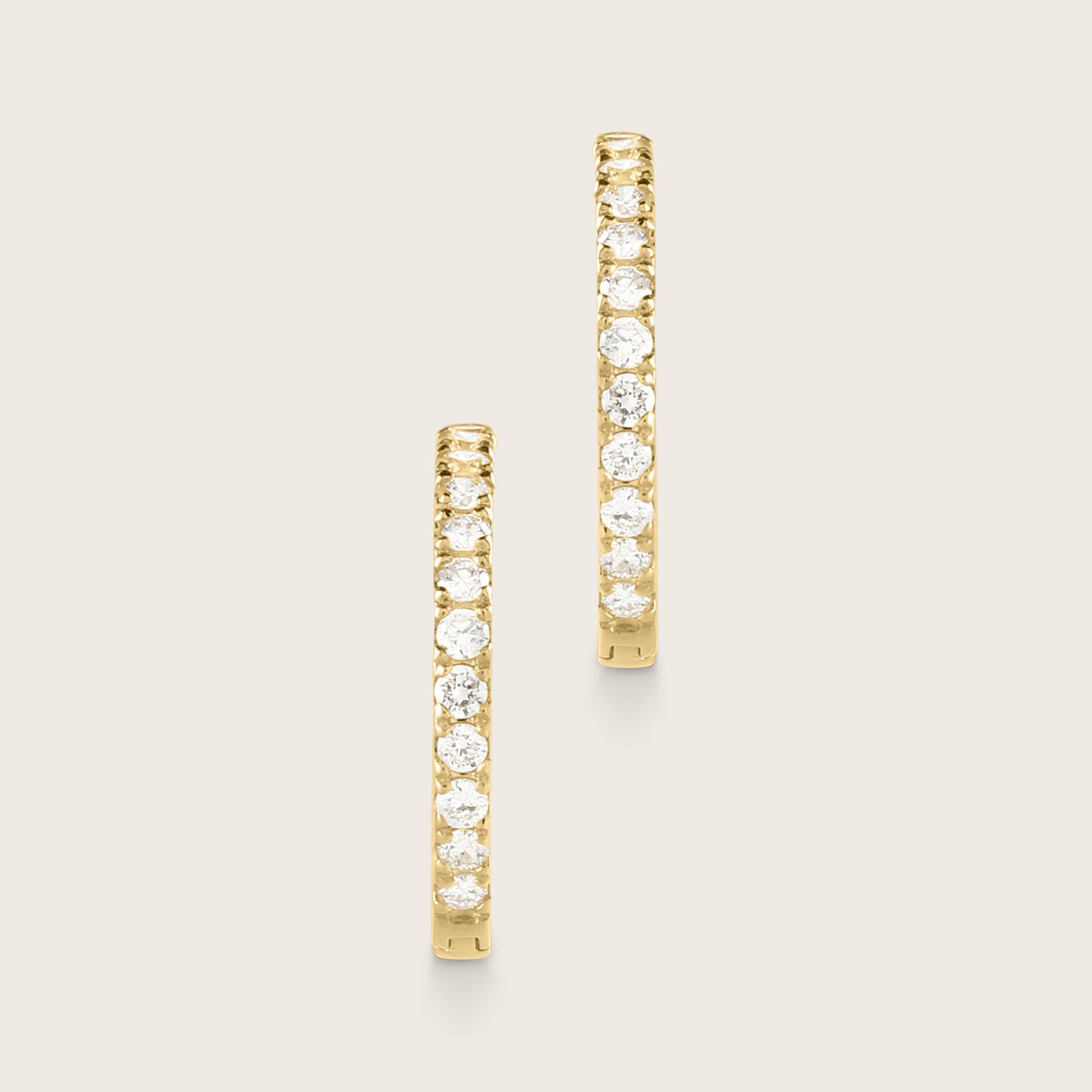 14k Gold Lab Grown Diamond Half Pavé Hoop Earrings