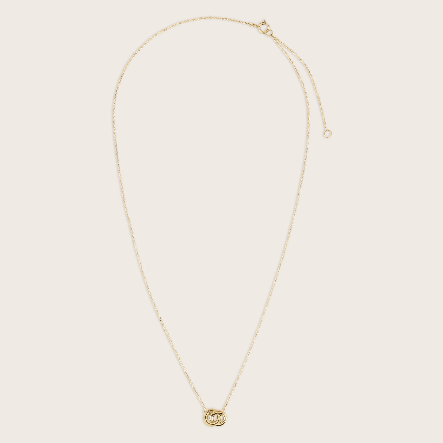 14k Yellow Gold Linked Circle Pendant Necklace