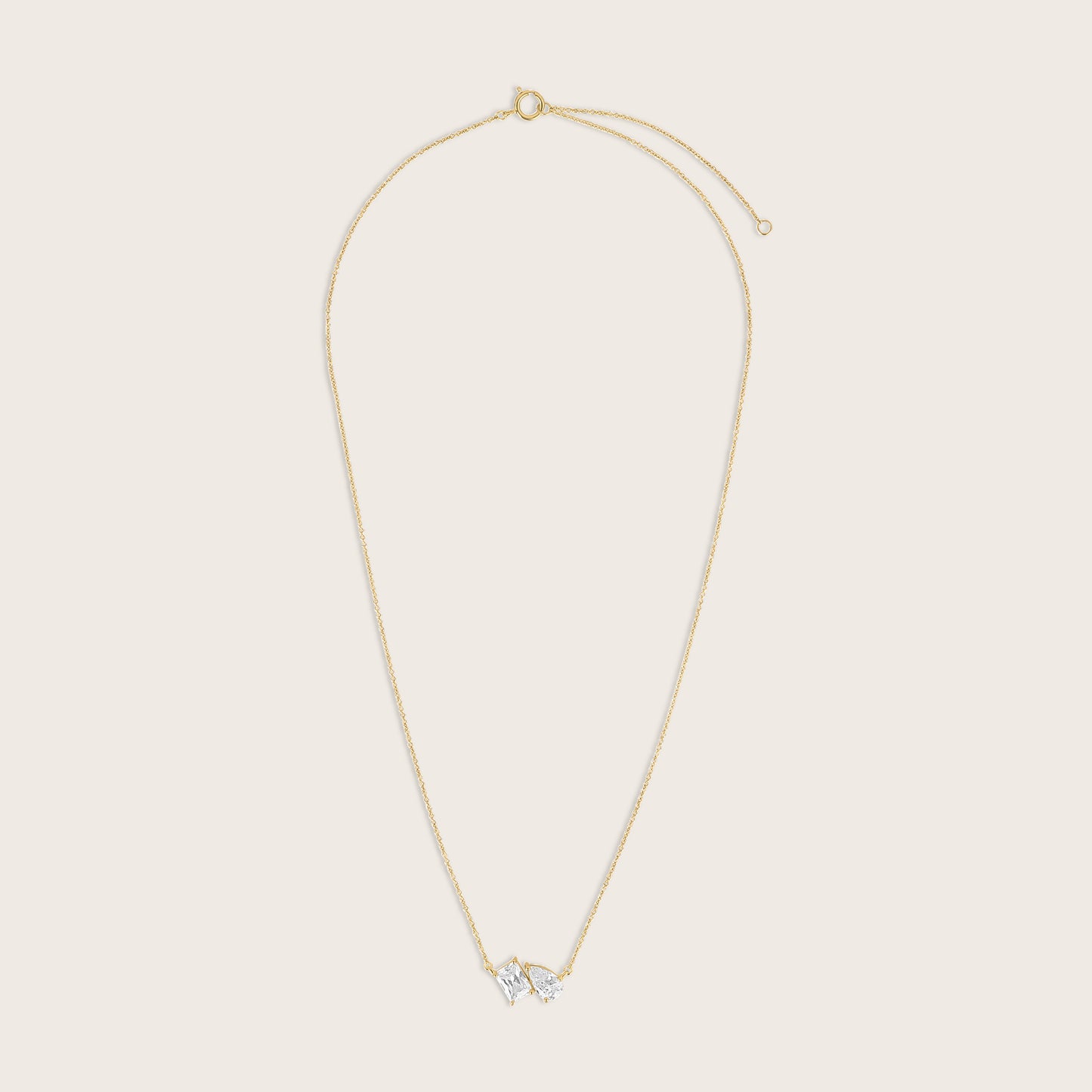 18k Gold Vermeil Pear & Emerald CZ Toi et Moi Pendant Necklace