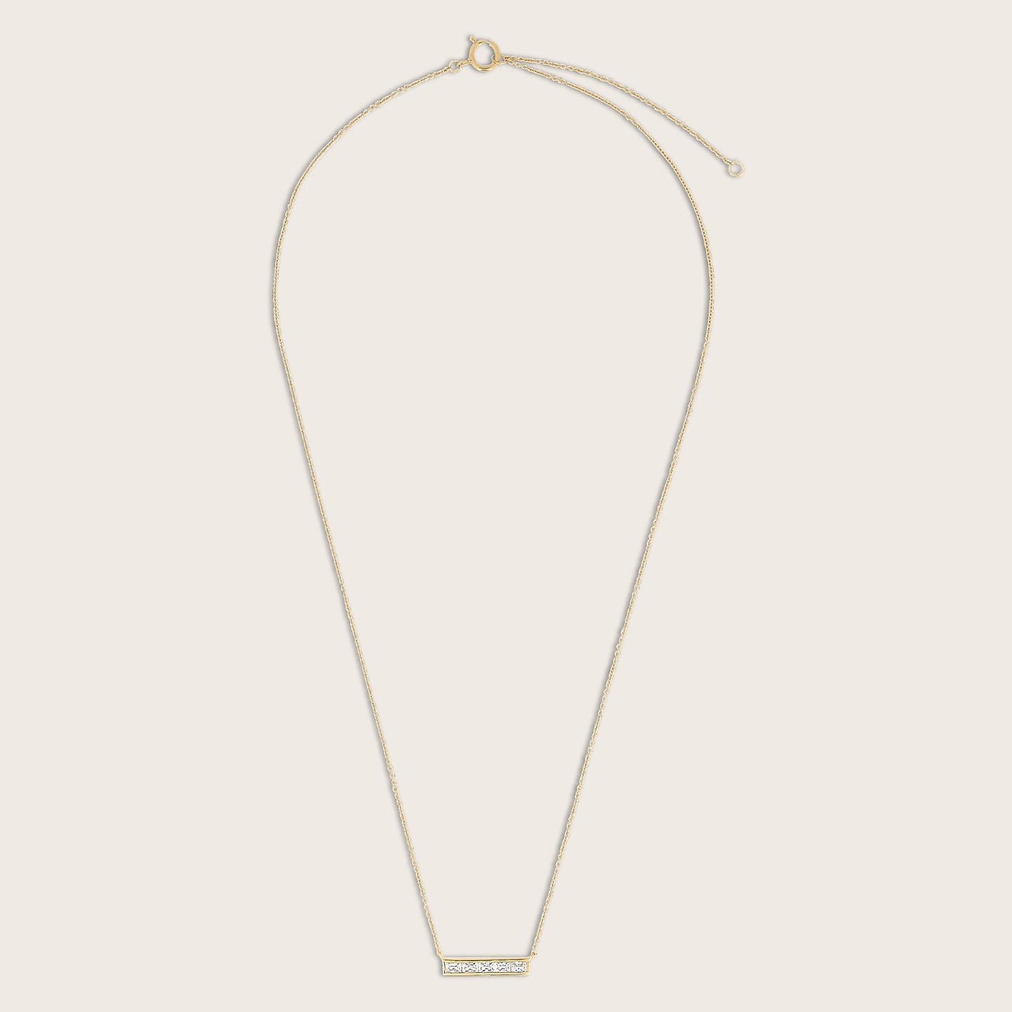 18k Gold Vermeil Baguette CZ Bar Pendant Necklace