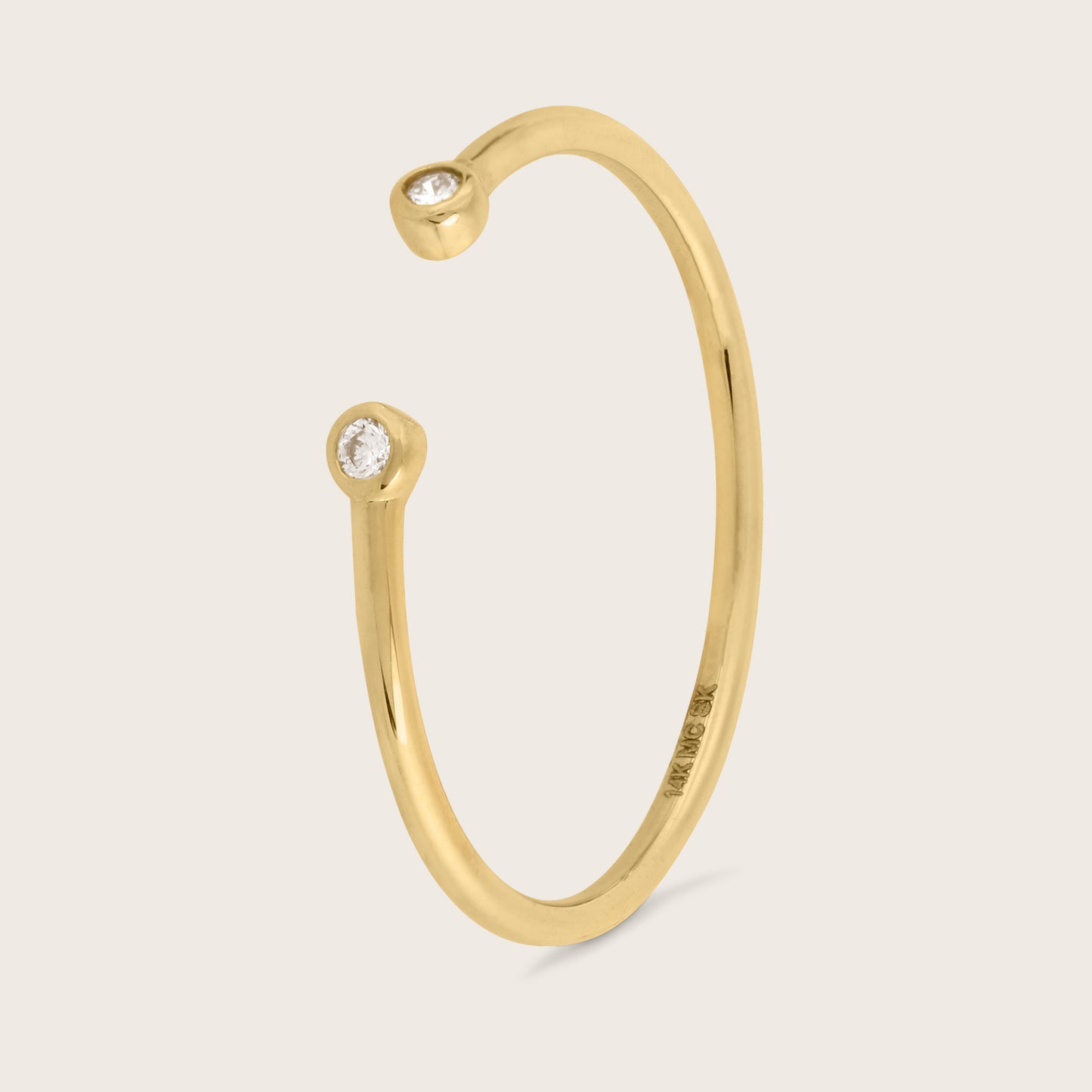 14k Yellow Gold Bezel Lab Grown Diamond Open Band Ring