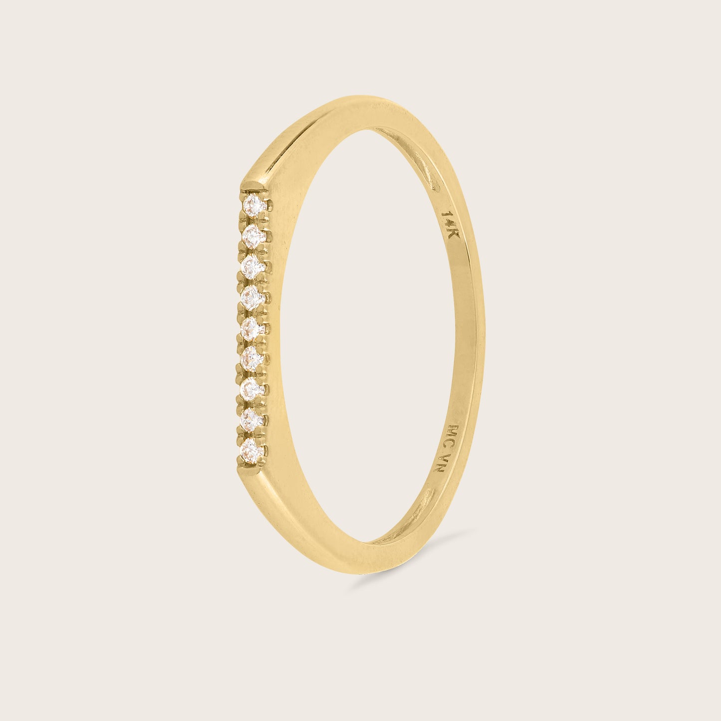 14k Yellow Gold Lab Grown Diamond Bar Ring