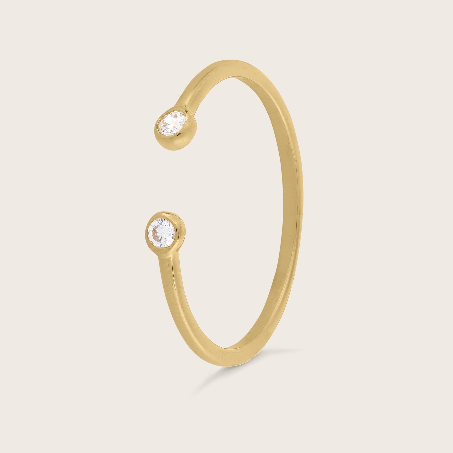 18k Gold Vermeil Bezel CZ Open Band Ring