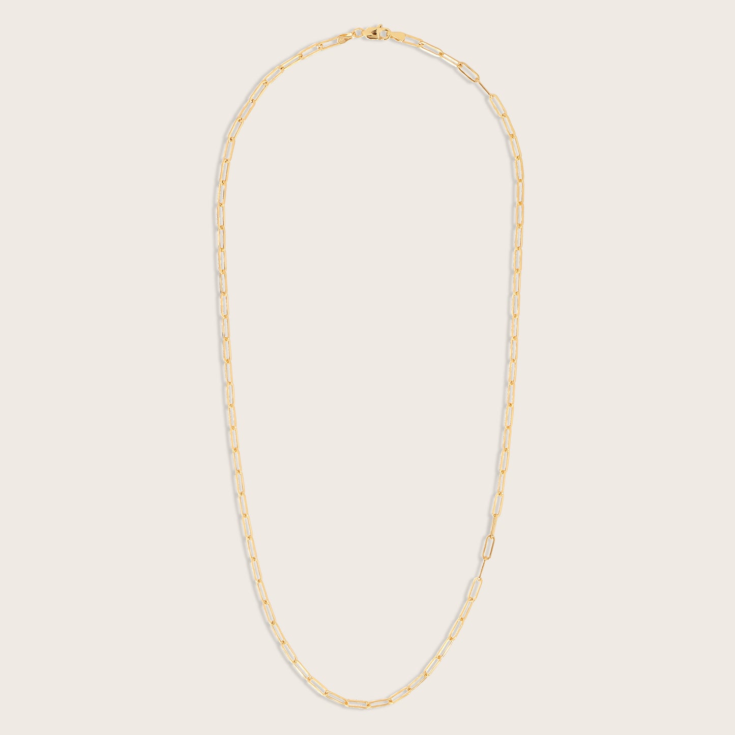 14k Yellow Gold Paperclip Chain Link Necklace