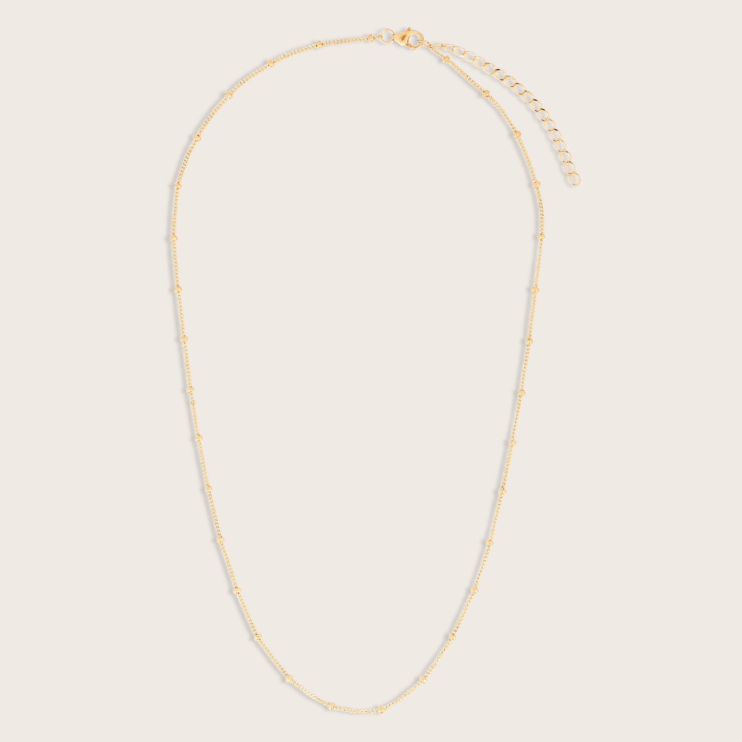 14k Yellow Gold Station Bead Chain Necklace