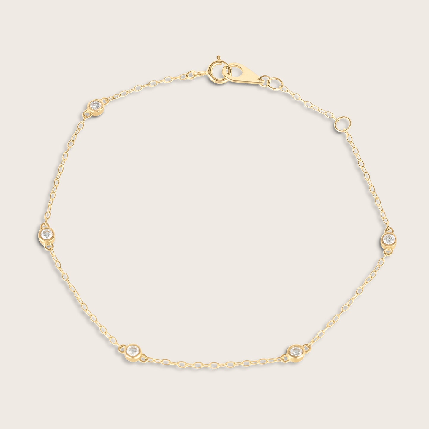 14k Yellow Gold Lab Grown Diamond Station Bracelet