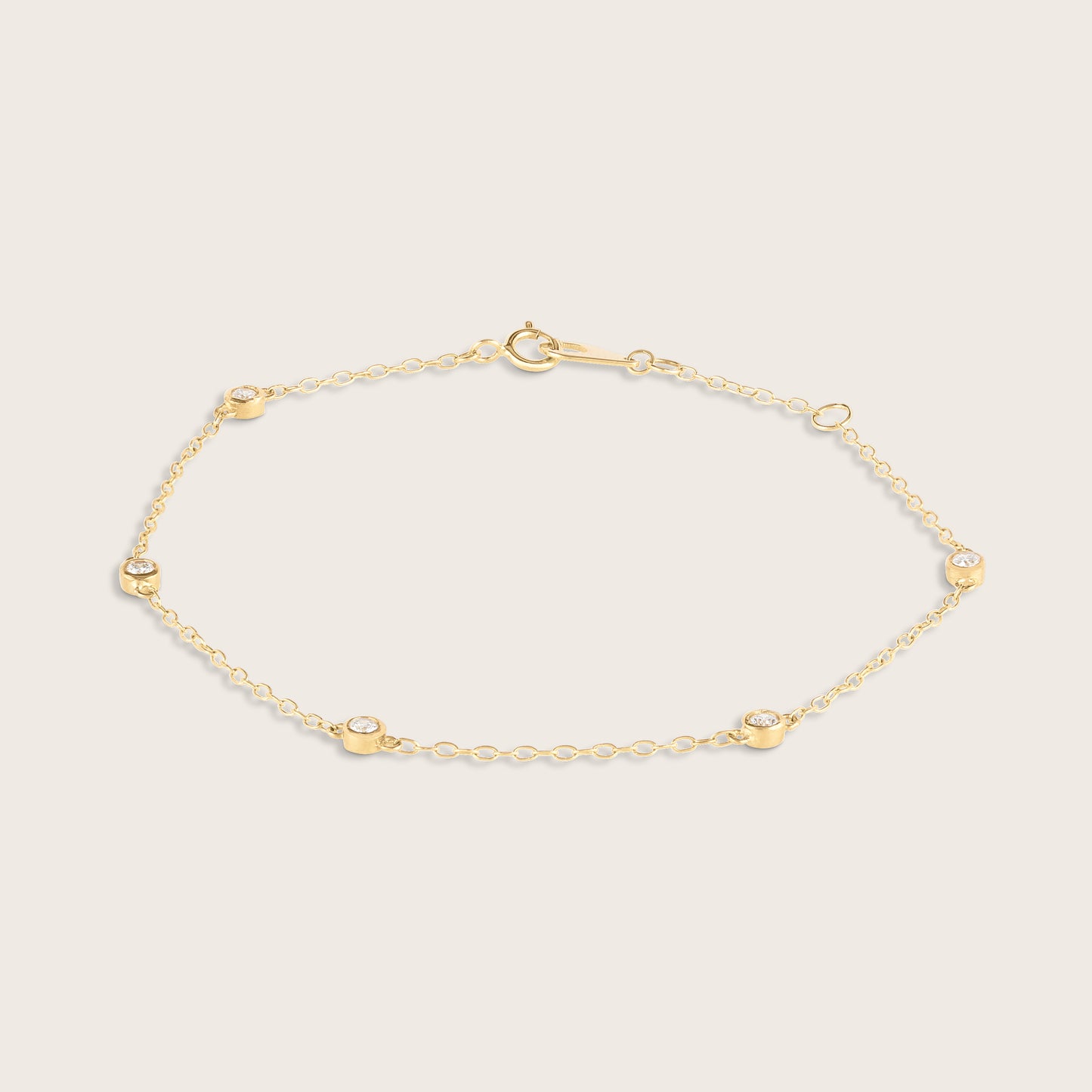 14k Yellow Gold Lab Grown Diamond Station Bracelet