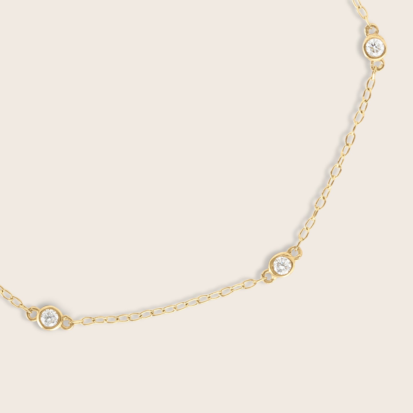 14k Yellow Gold Lab Grown Diamond Station Bracelet