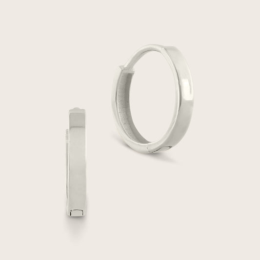 14k Gold 10mm Flat Huggie Hoop Earrings