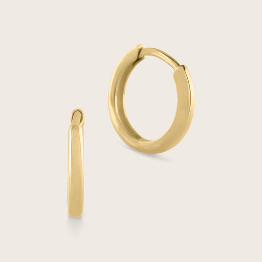 14k Gold Domed Huggie Hoop Earrings