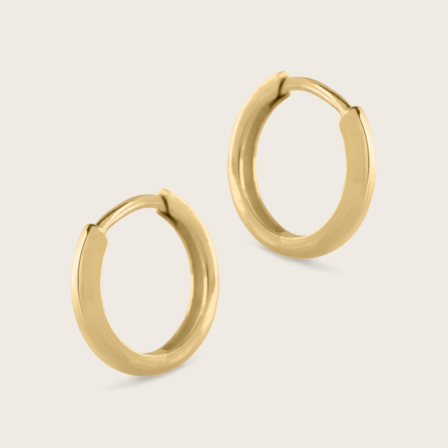 14k Gold Domed Huggie Hoop Earrings