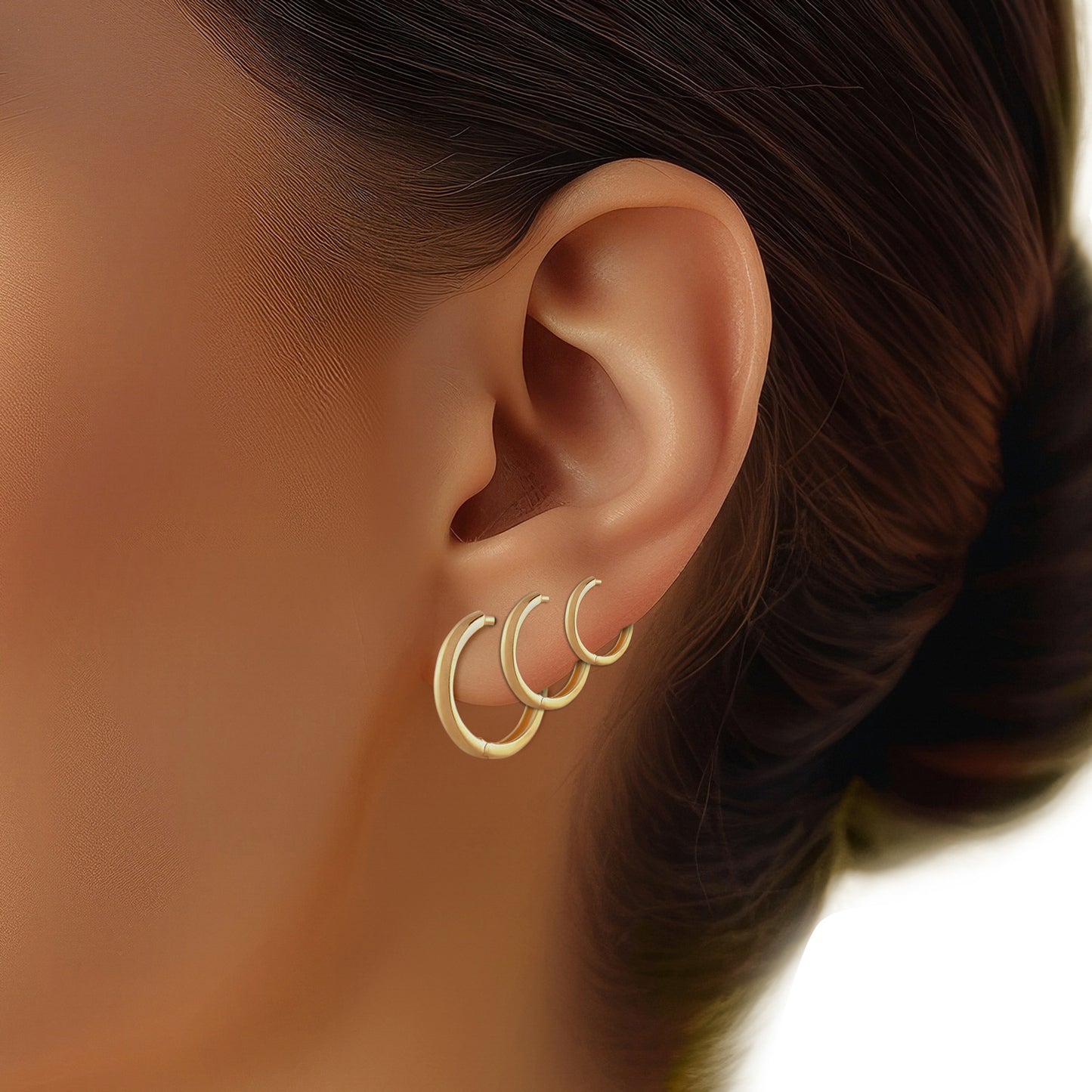 14k Gold Domed Huggie Hoop Earrings