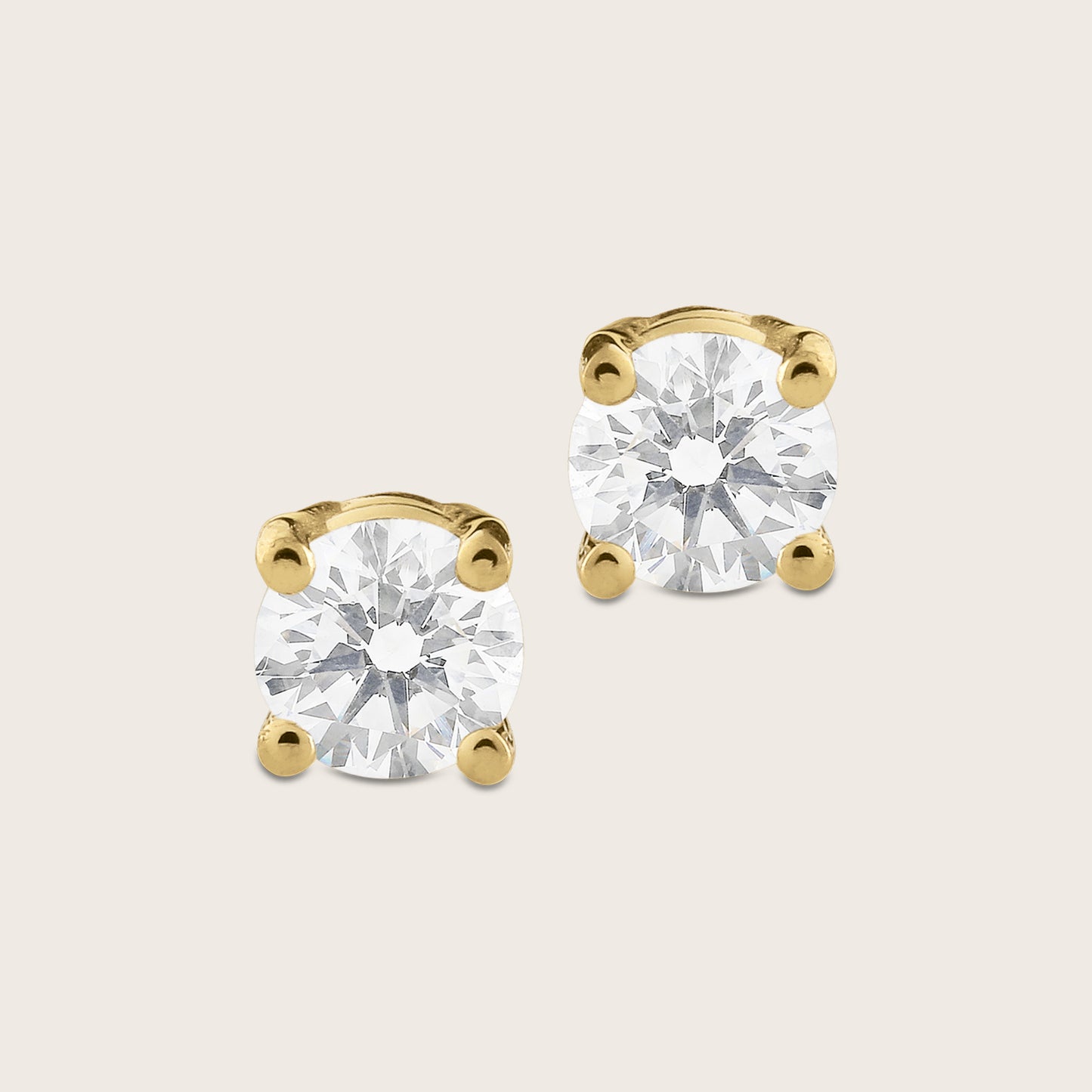 18k Gold Lab Grown Diamond Solitaire Stud Earrings