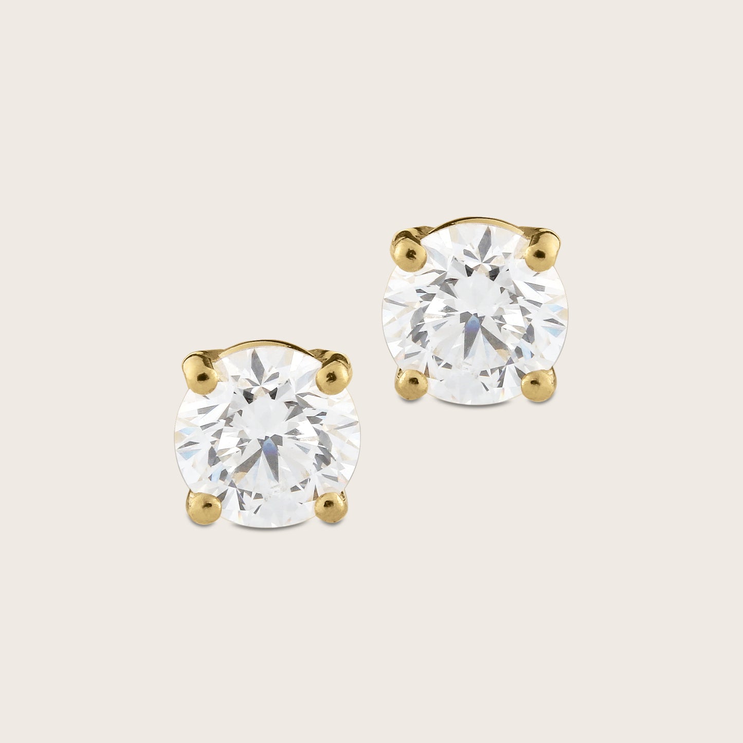 18k Gold Lab Grown Diamond Solitaire Stud Earrings