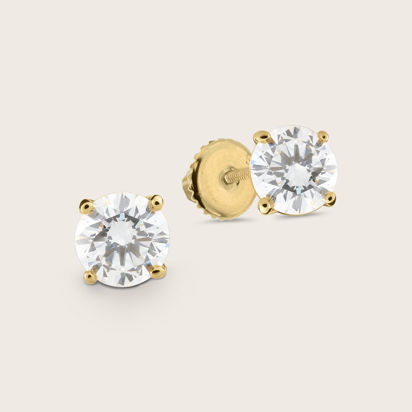 18k Gold Lab Grown Diamond Solitaire Stud Earrings