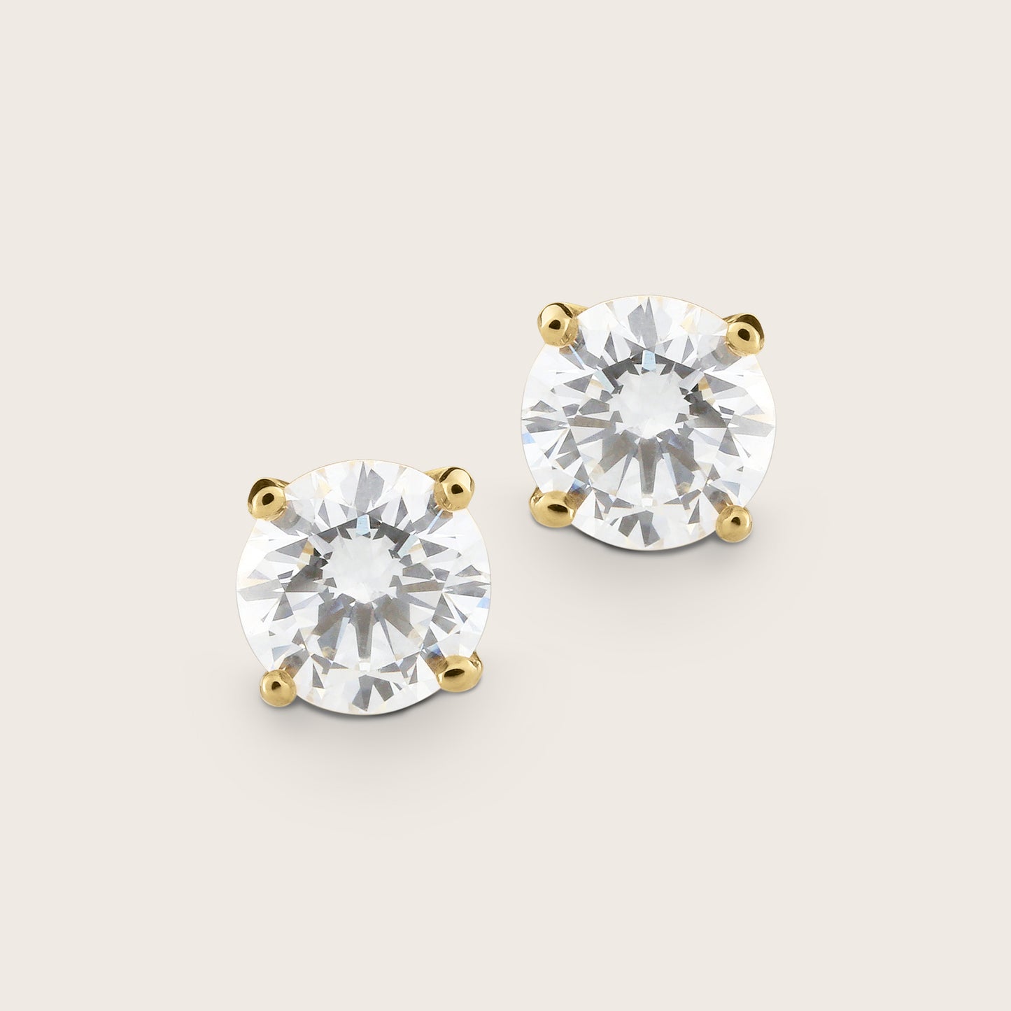 18k Gold Lab Grown Diamond Solitaire Stud Earrings