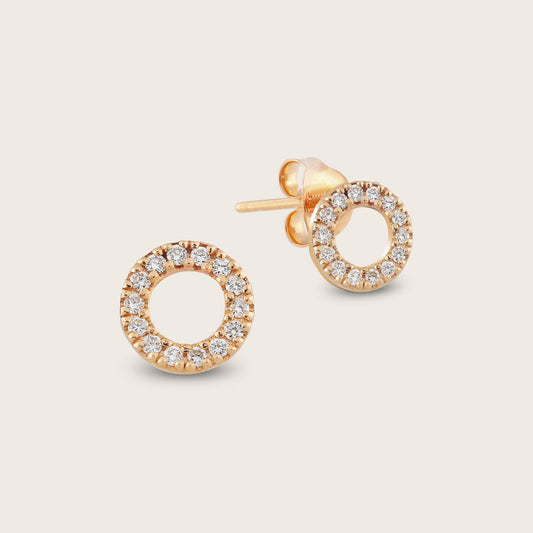 14k Yellow Gold Pavé Lab Grown Diamond Circle Stud Earrings