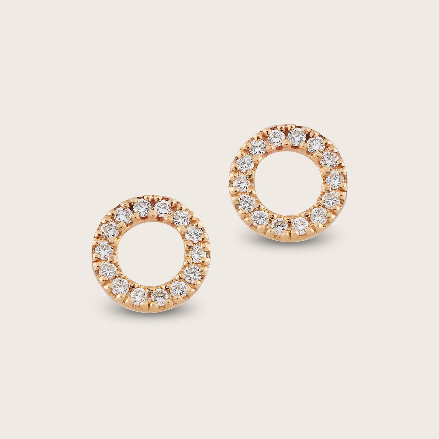 14k Yellow Gold Pavé Lab Grown Diamond Circle Stud Earrings