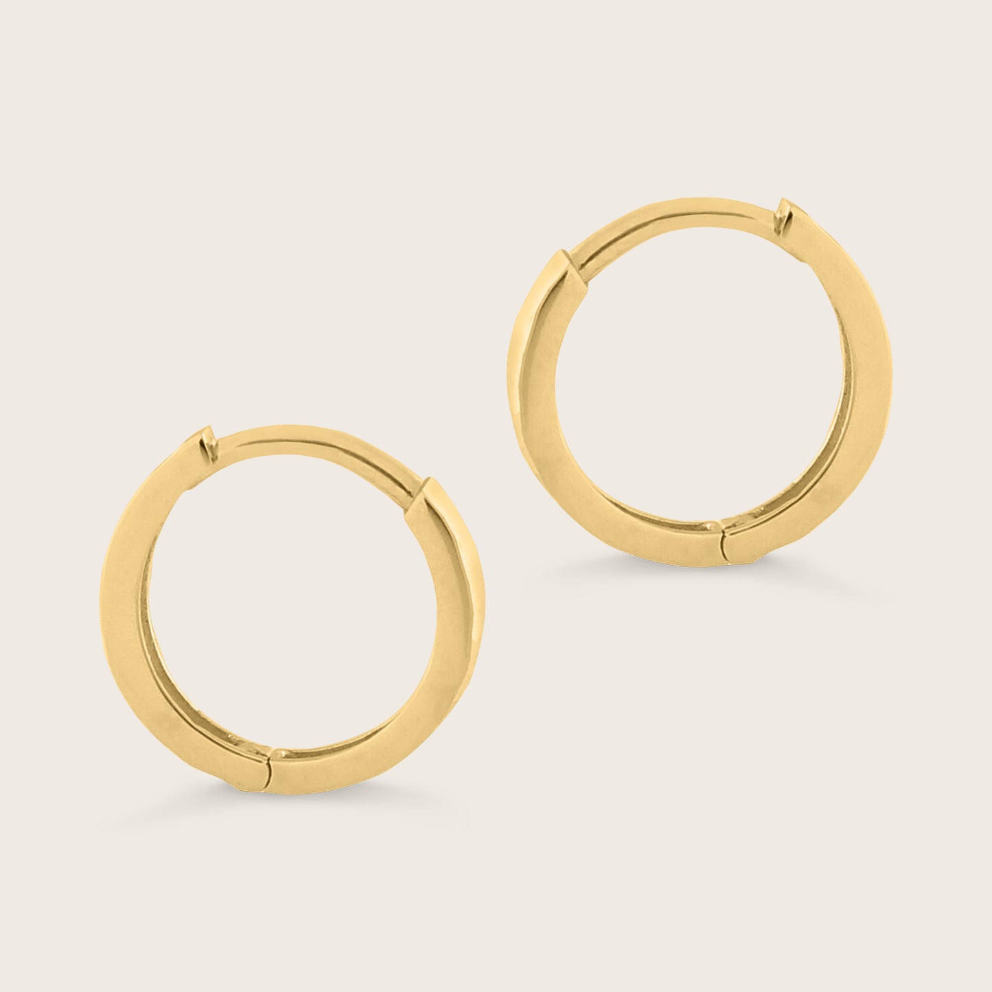 14k Yellow Gold Faceted Huggie Hoop Earrings