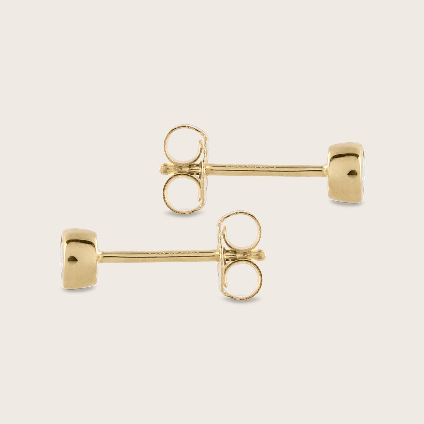 14k Gold Bezel Lab Grown Diamond Stud Earrings