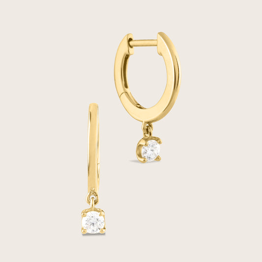 14k Gold Lab Grown Diamond Drop Huggie Hoop Earrings