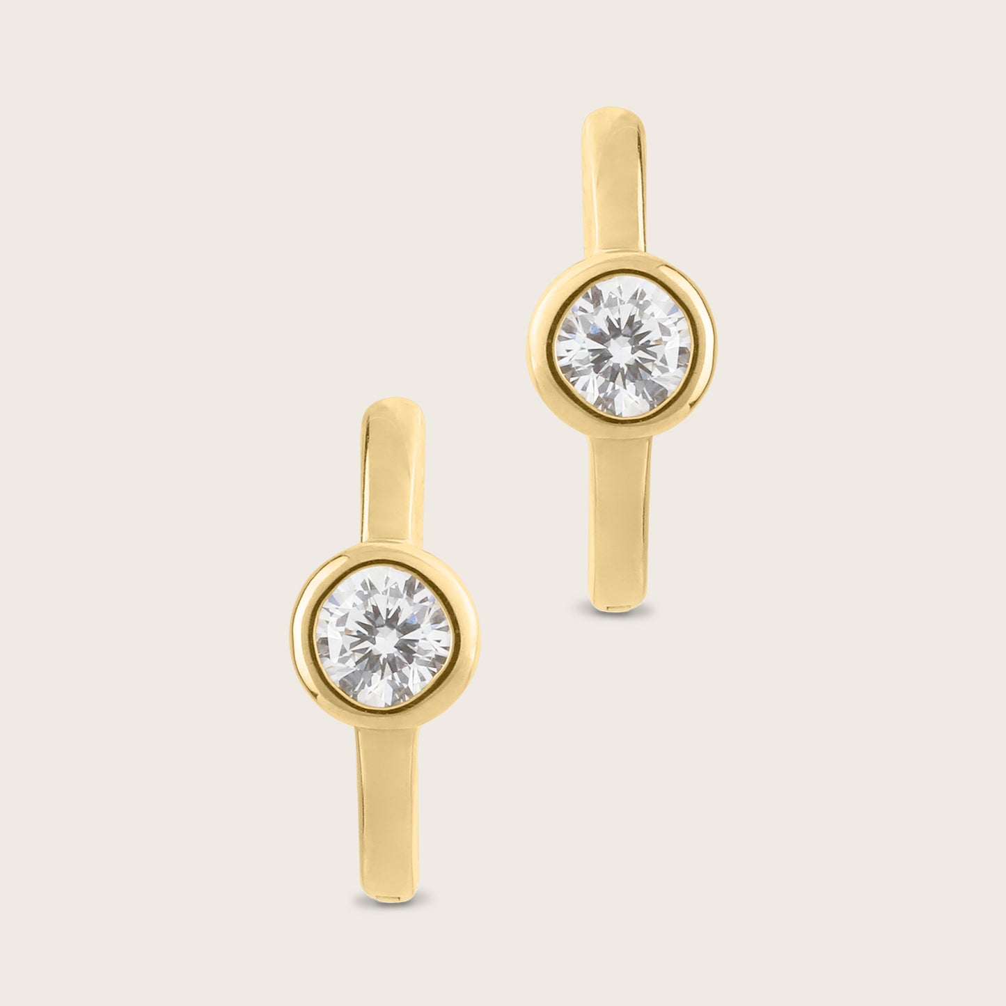 14k Gold Bezel Lab Grown Diamond Hoop Earrings