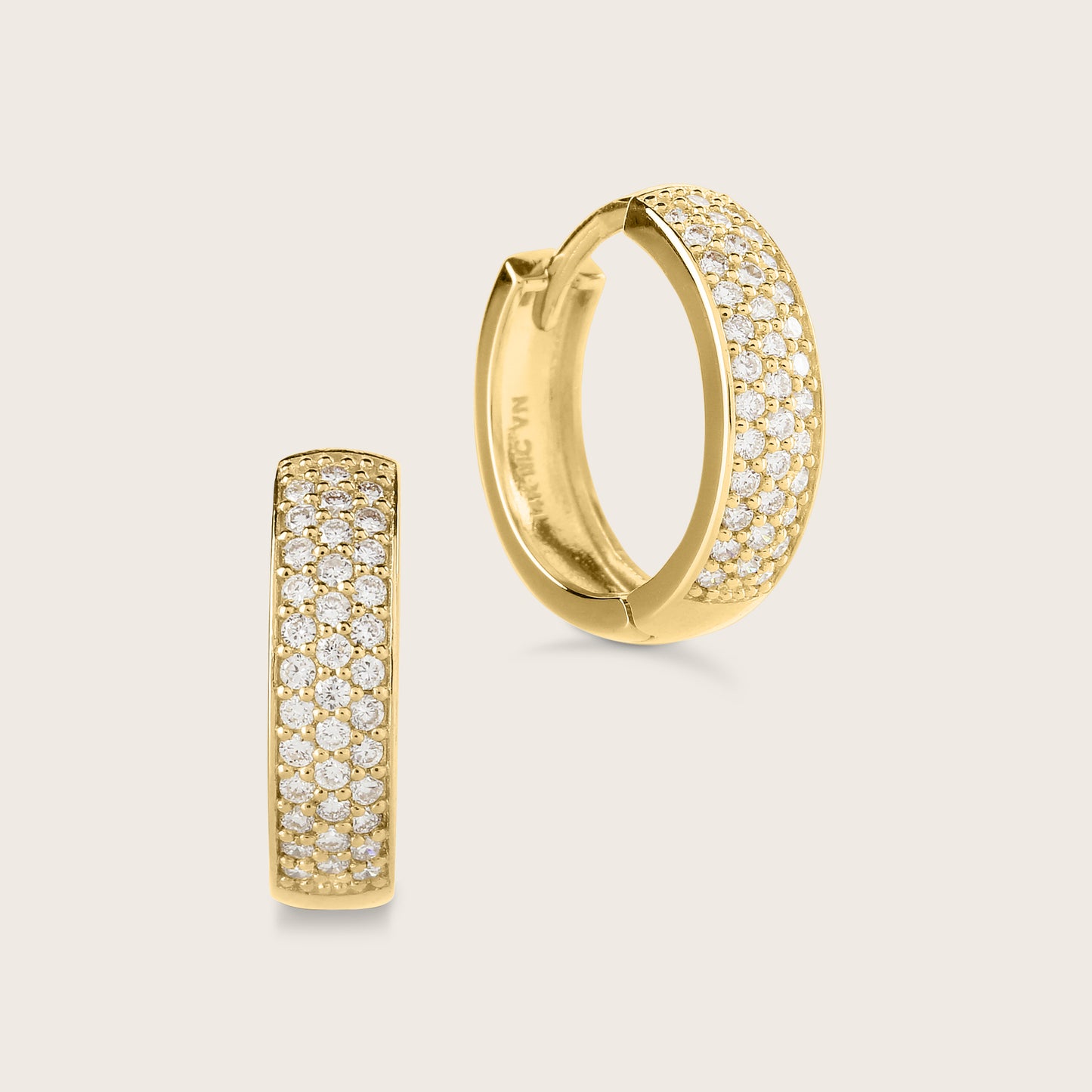 14k Gold Lab Grown Diamond Pavé Huggie Hoop Earrings