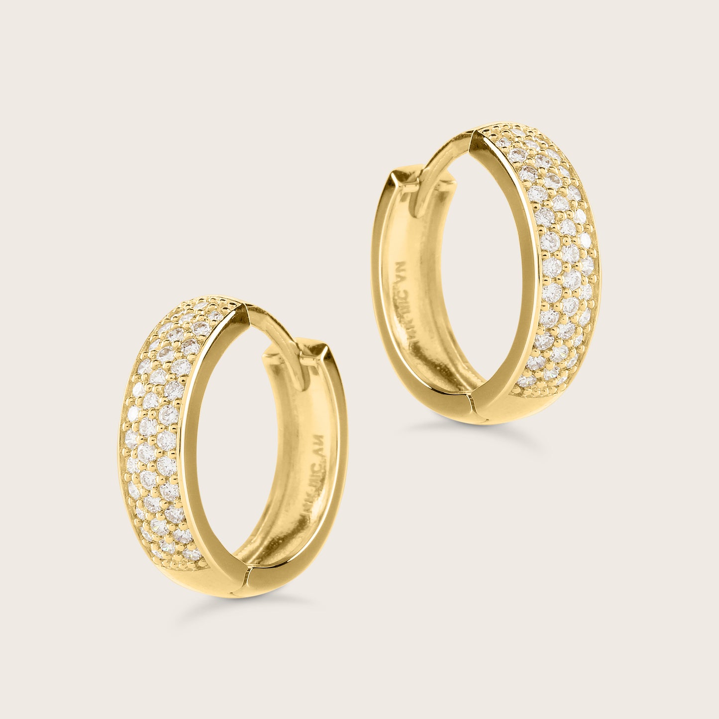 14k Gold Lab Grown Diamond Pavé Huggie Hoop Earrings