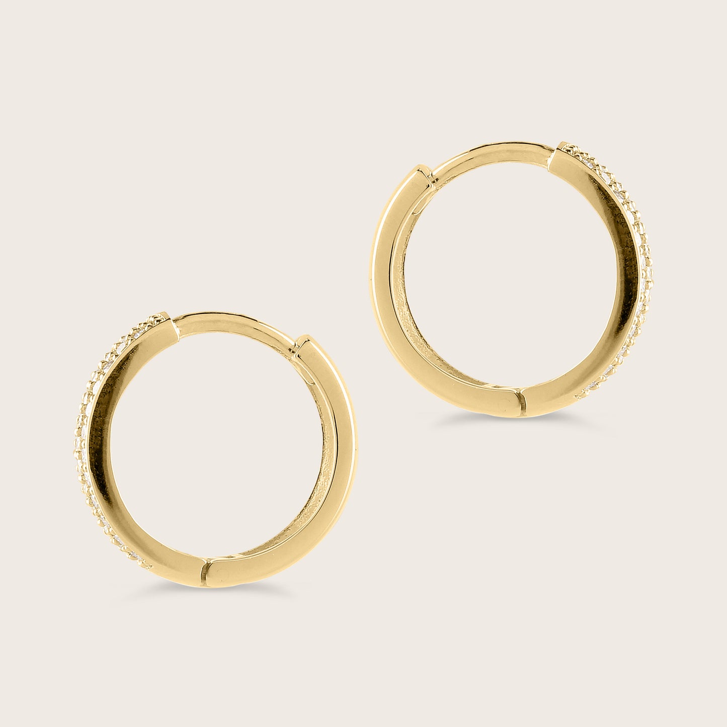 14k Gold Lab Grown Diamond Pavé Huggie Hoop Earrings