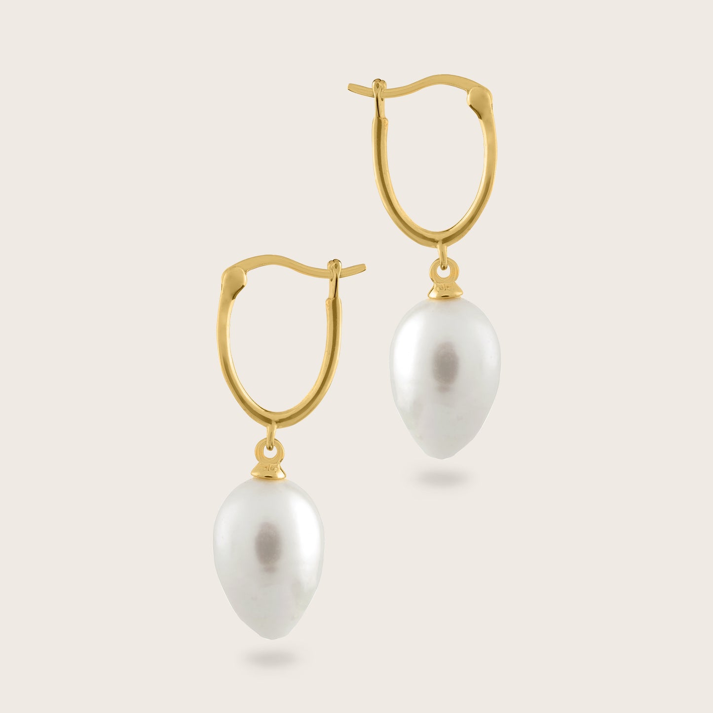 18k Gold Vermeil Huggie Hoop Earrings with 10.5mm Pearl Drop